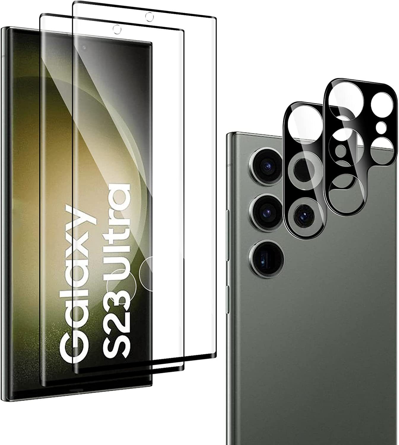 Displayschutzfolie 2X 3D Schutzglas (Display + Kamera) für Samsung Galaxy S23 Ultra