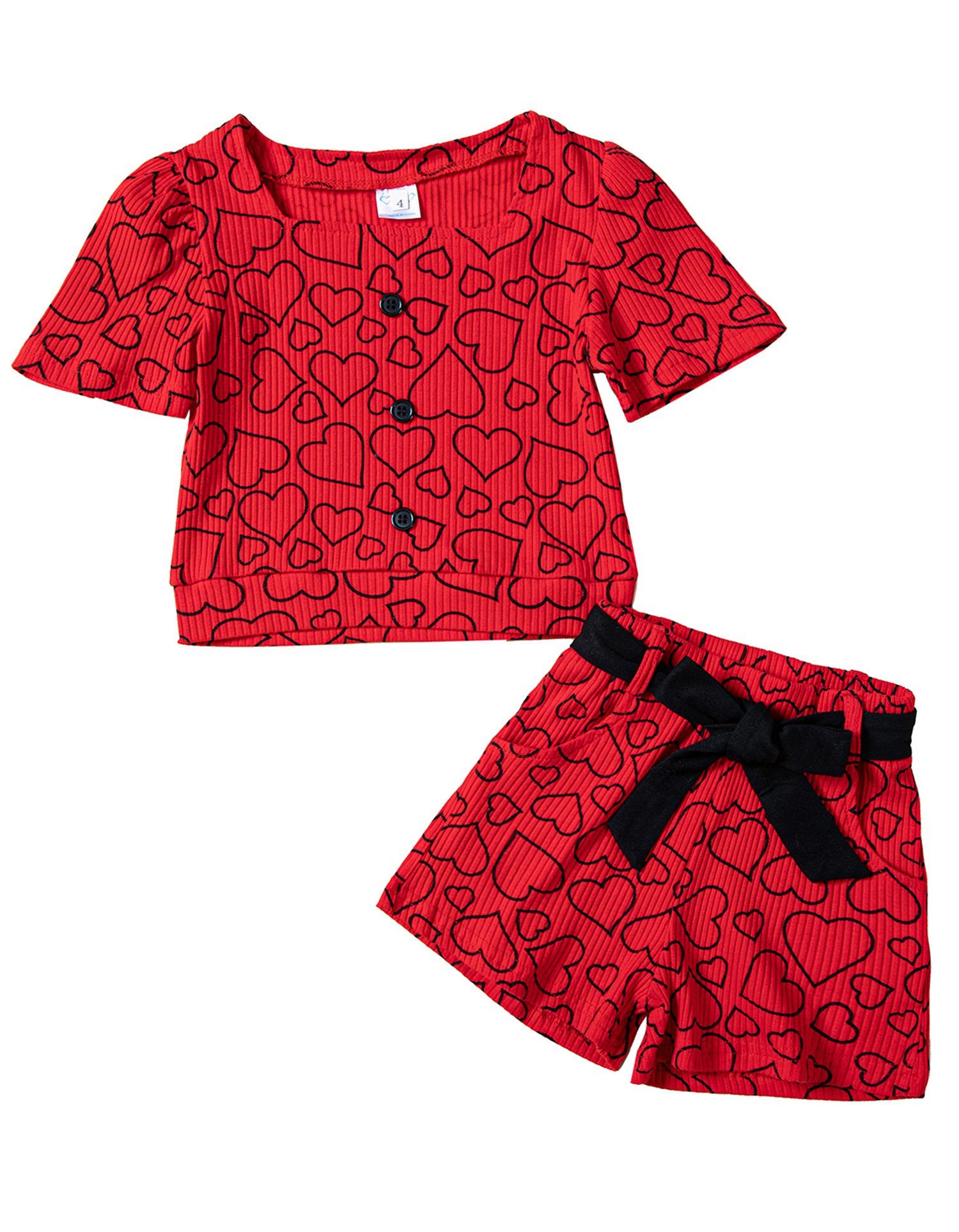 Kinder Kids (Gr. 92 -146) LAPA Shirt & Shorts LAPA Mädchenanzug, ärmelloses gestreiftes Top + Shorts