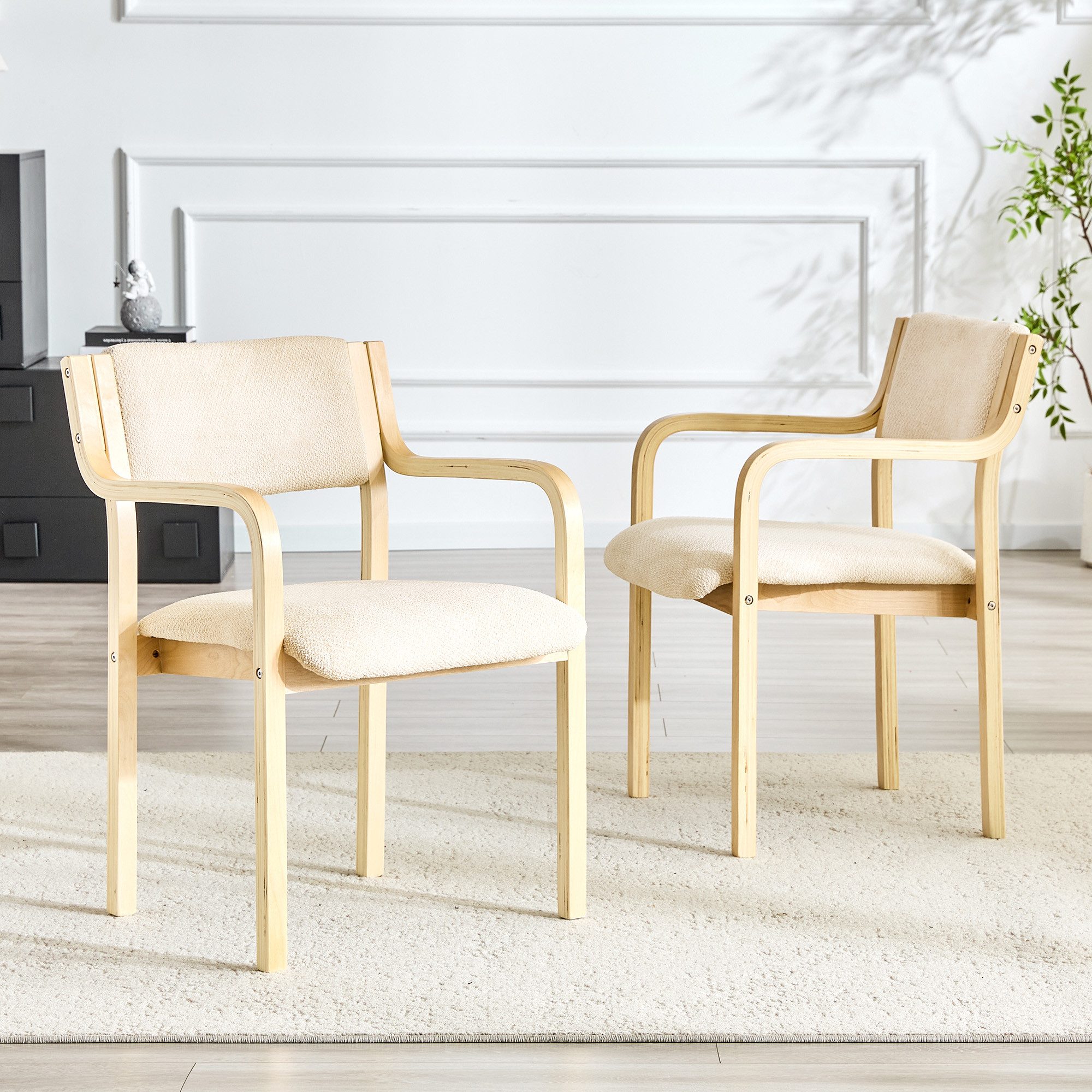 gopop Esszimmerstuhl 2er-Set aus Massivholz, cremefarben/grau,Landhausstil (Set, 2 St)