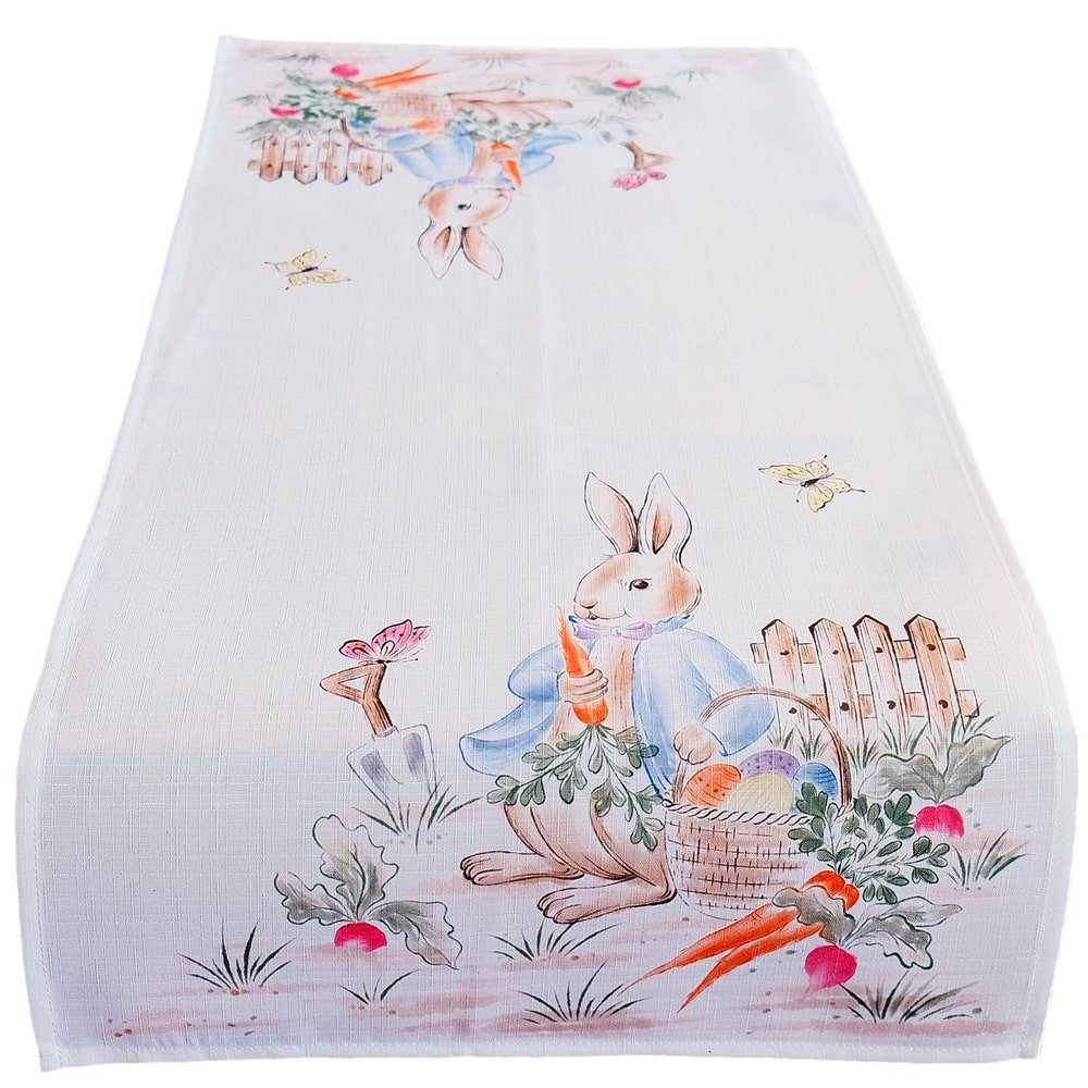 matches21 HOME & HOBBY Tischdecke Узкие скатерти Osterhasen weiß bunt 40x90cm (1-tlg)