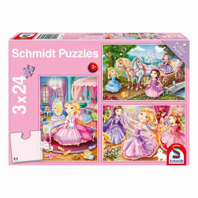 Schmidt Spiele Puzzle Puzzleposter Märchenhafte Prinzessin 3x24 Teile, 72 Puzzleteile
