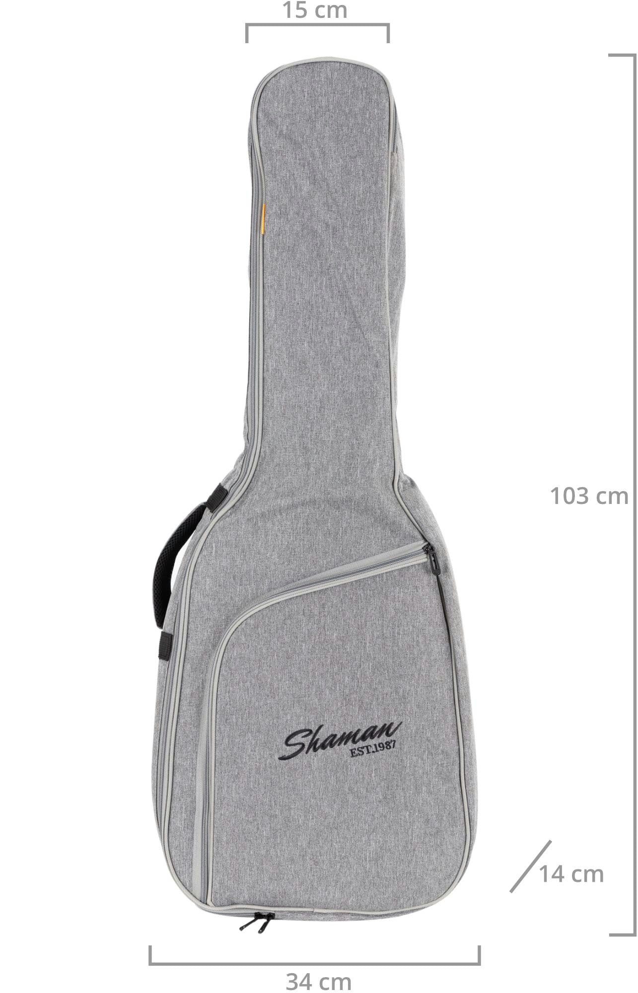 & KGB-103 Gitarrentasche Grau, GY Shaman Konzertgitarrentasche gepolsterte Premium-Line für Rucksack-Gurte Instrumentenhals Fixierung