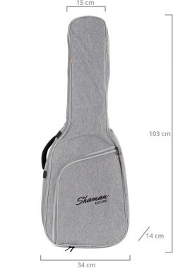 Shaman Gitarrentasche KGB-103 GY Premium-Line Konzertgitarrentasche Grau, Fixierung für Instrumentenhals & gepolsterte Rucksack-Gurte