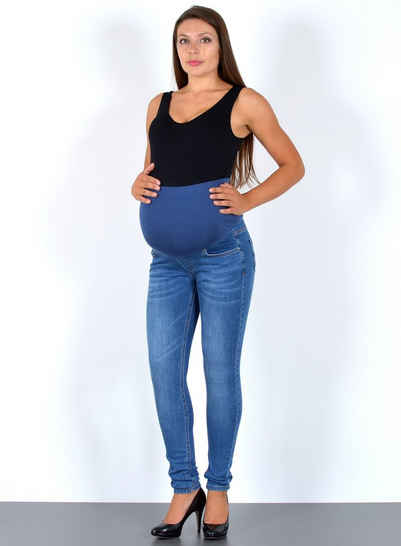 ESRA Umstandsjeans J532 Skinny Schwangerschaftshose mit elastischem Bund, Schwangerschaftsjeans mit hoher Leibhöhe und Stretch, bis Übergröße / Plussize Große Größe, Umstandshose für Schwangerschaft, Maternity Jeans Hose Umstandsjeans Skinny High Waist