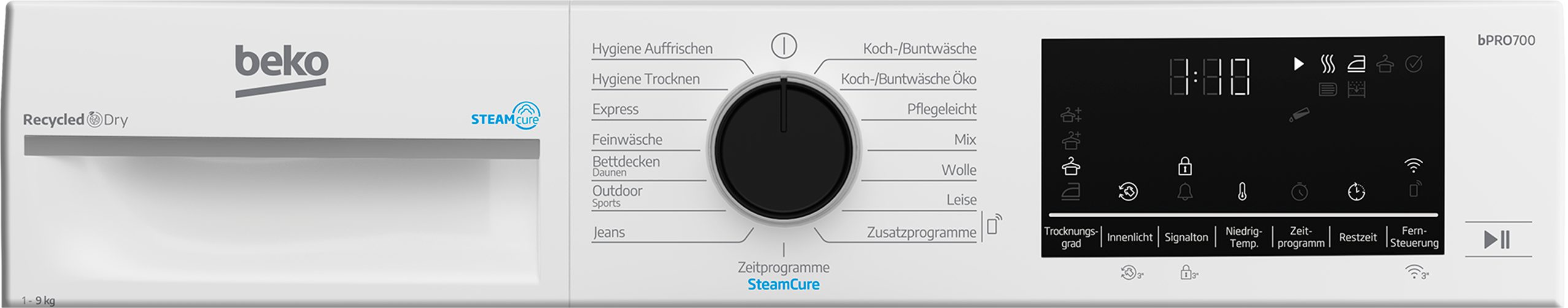 BEKO Wärmepumpentrockner B7T89209, Die AquaWave® Trommel bewegt die Wäsche sanft und effektiv