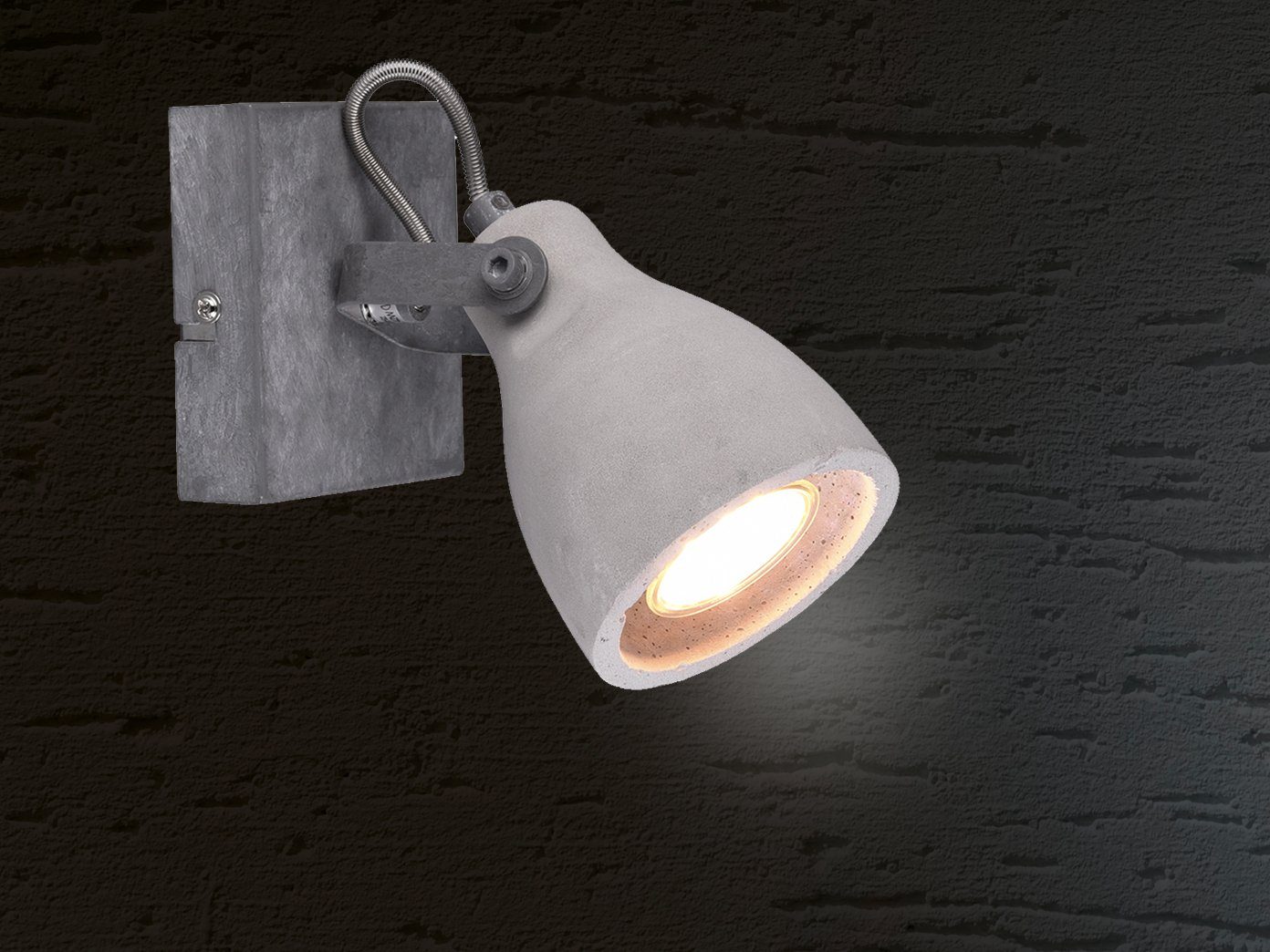 Industrielook Flurlampen Deckenlampe aus grauem Beton Spots schwenkbar 2x GU10 