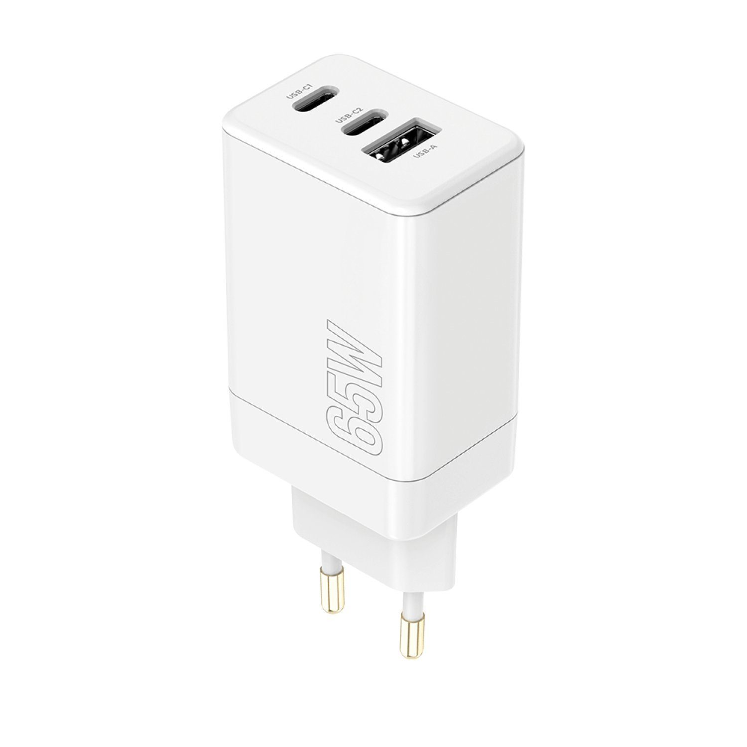 MaXlife MXTC-08-65ACC PD QC Ladegerät 2x USB-C 1x USB 65W weiß Smartphone-Ladegerät