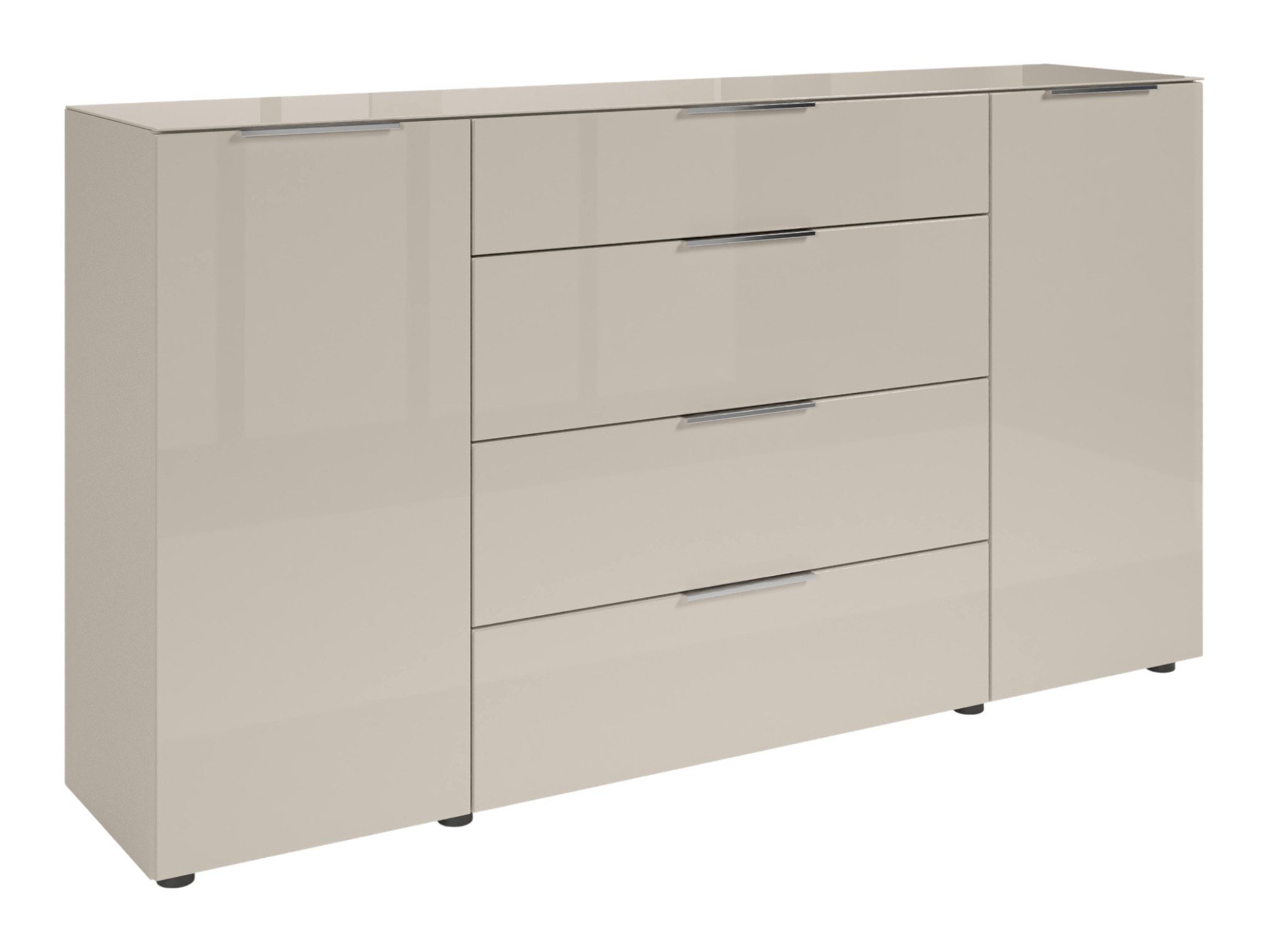 moebel-dich-auf Sideboard TREND 4 (180 cm breit, Metallgriffe), Front und Oberboden aus Glas
