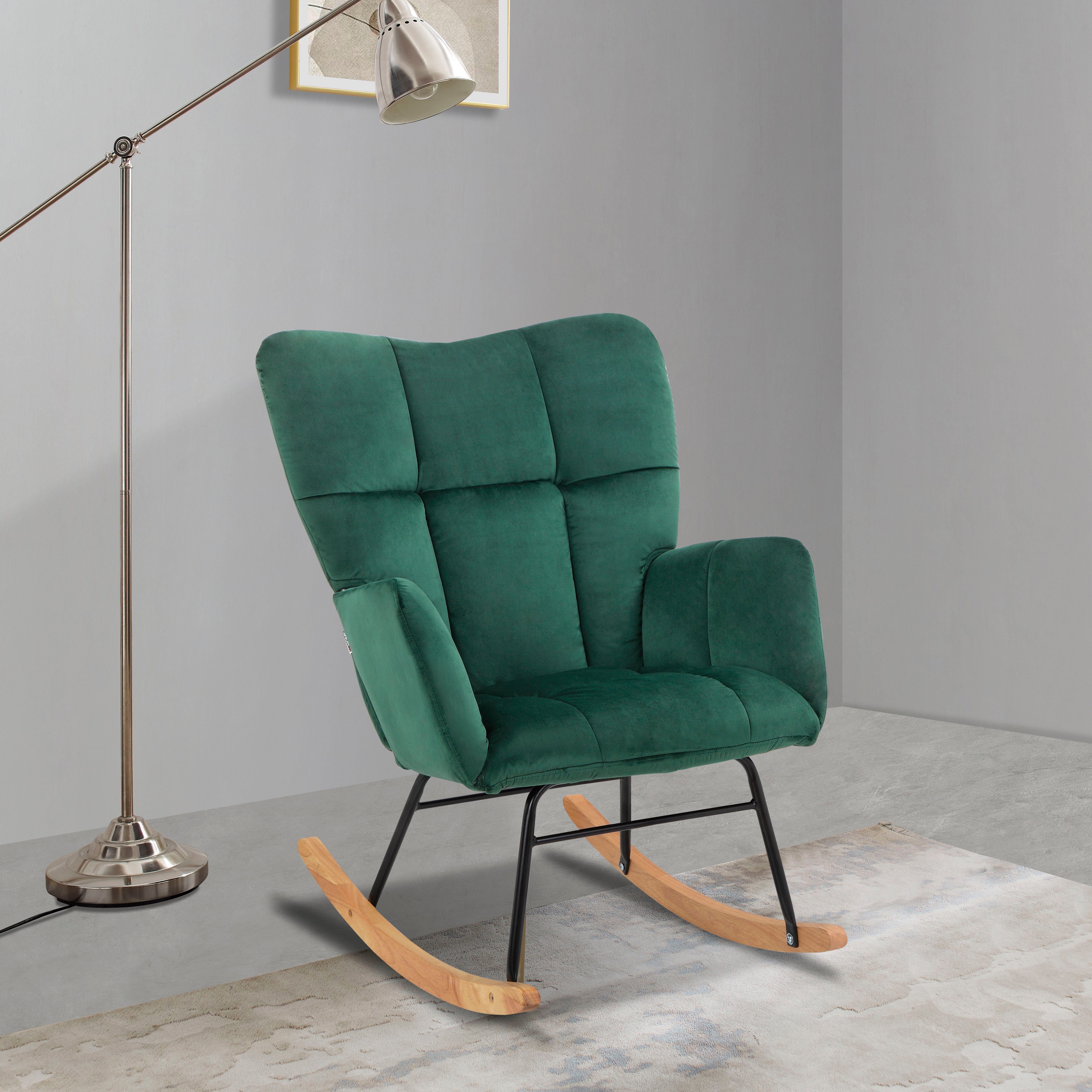 Home affaire Schaukelsessel Anika, Ohrensessel Wohnzimmer mit Funktion, (1-St), Sitz und Rücken gepolstert, Beine aus Metall und Holz, Sitzhöhe 48 cm