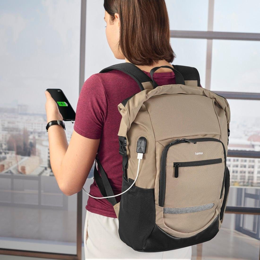 Rucksack "Terra", Laptoprucksack Hama bis beige 40cm (15,6) Laptop