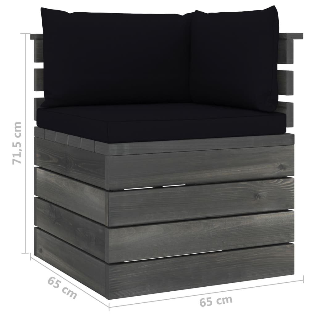 aus Gartenlounge-Set Kiefernholz, Schwarz mit 7-tlg. Kissen (7-tlg) Paletten Garten-Sofagarnitur vidaXL