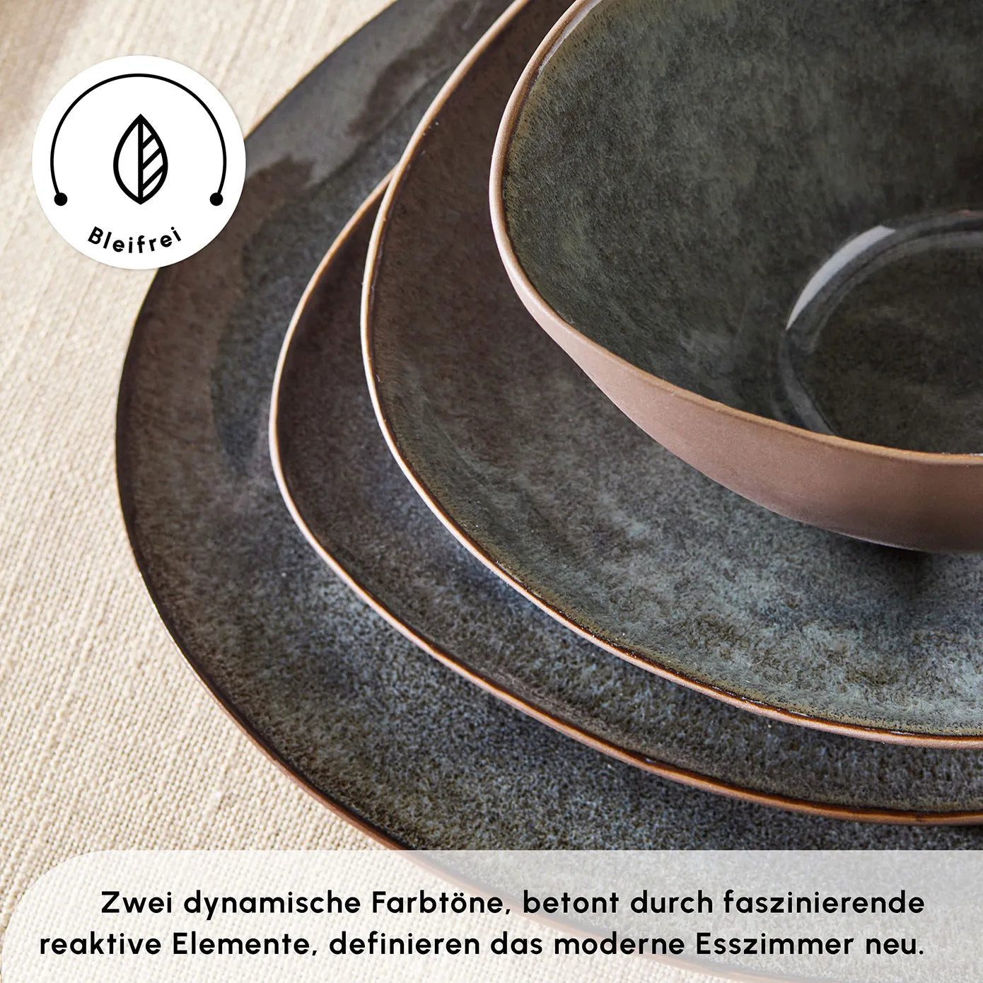 Karaca Geschirr-Set Karaca Earth Collection Bon Reaktiv 24-teiliges Geschirrset 6 Personen (24-tlg), 6 Personen, Steinzeug – Bild 4 von 5