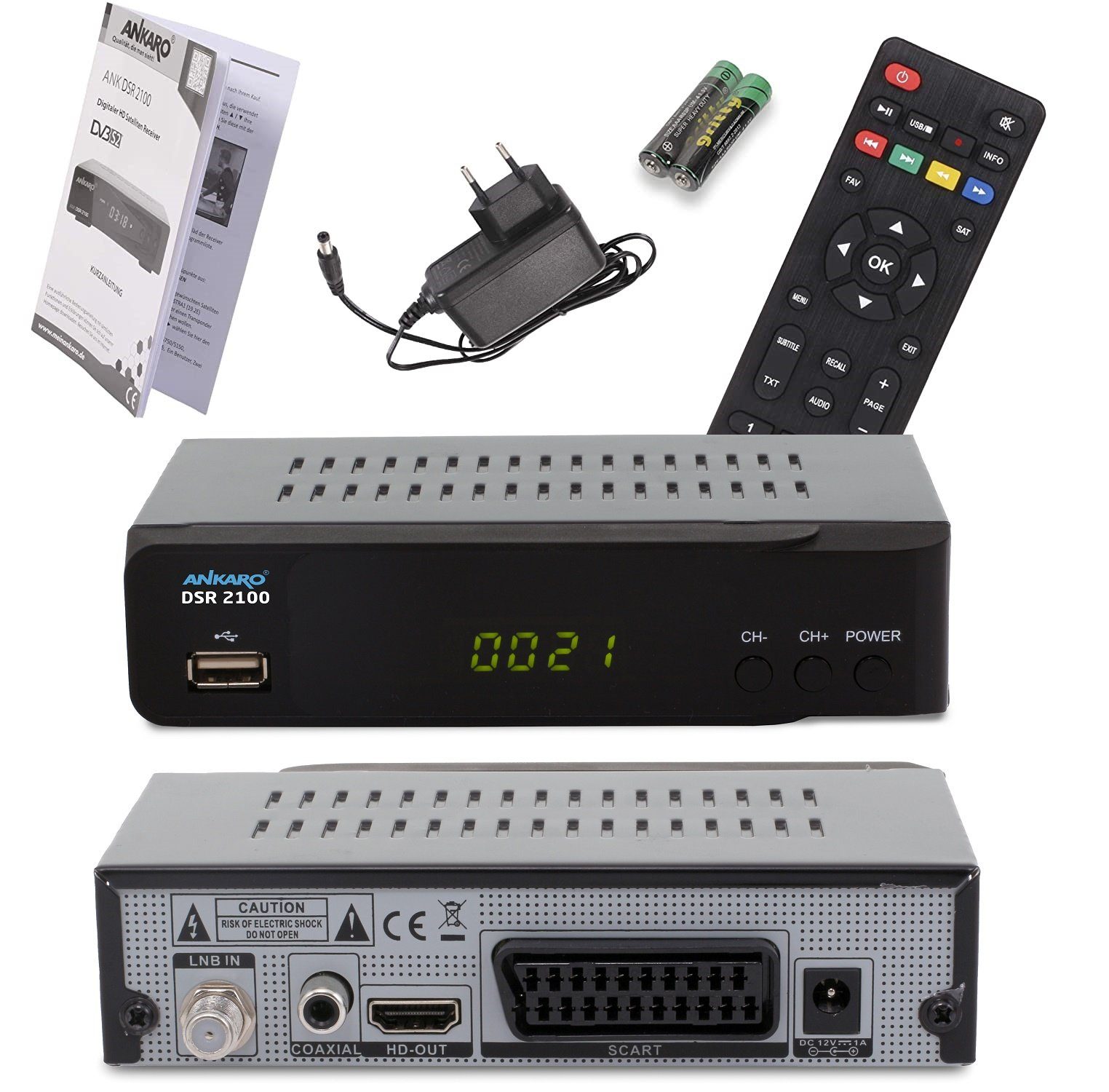 ANKARO DSR 2100 digitaler Full HD 1080p Satelliten Receiver schwarz Satellitenreceiver