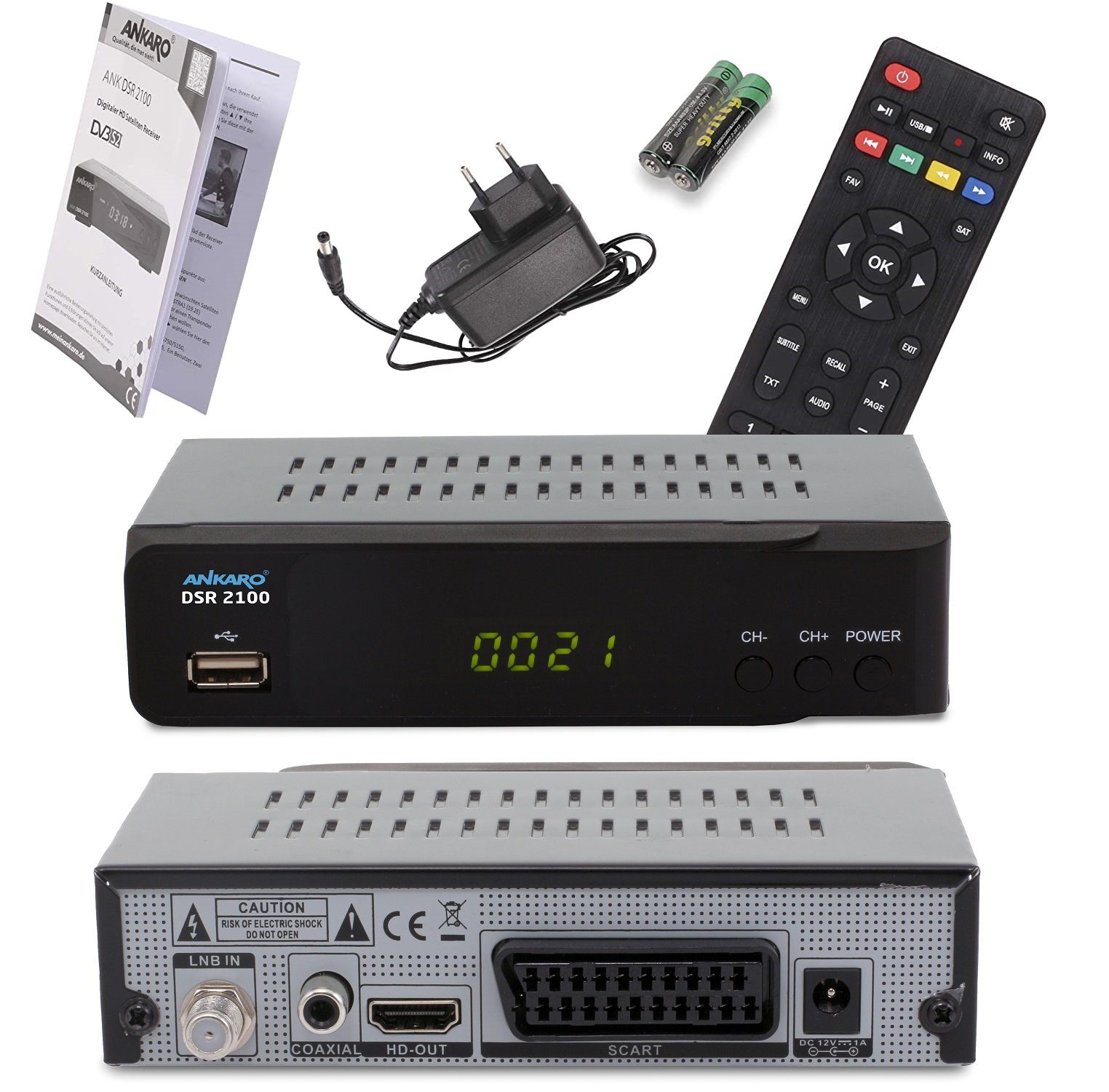 Erfolgstitel Ankaro Ankaro DSR 2100 Full Satellitenreceiver digitaler Satelliten HD Receiver 1080p schwarz