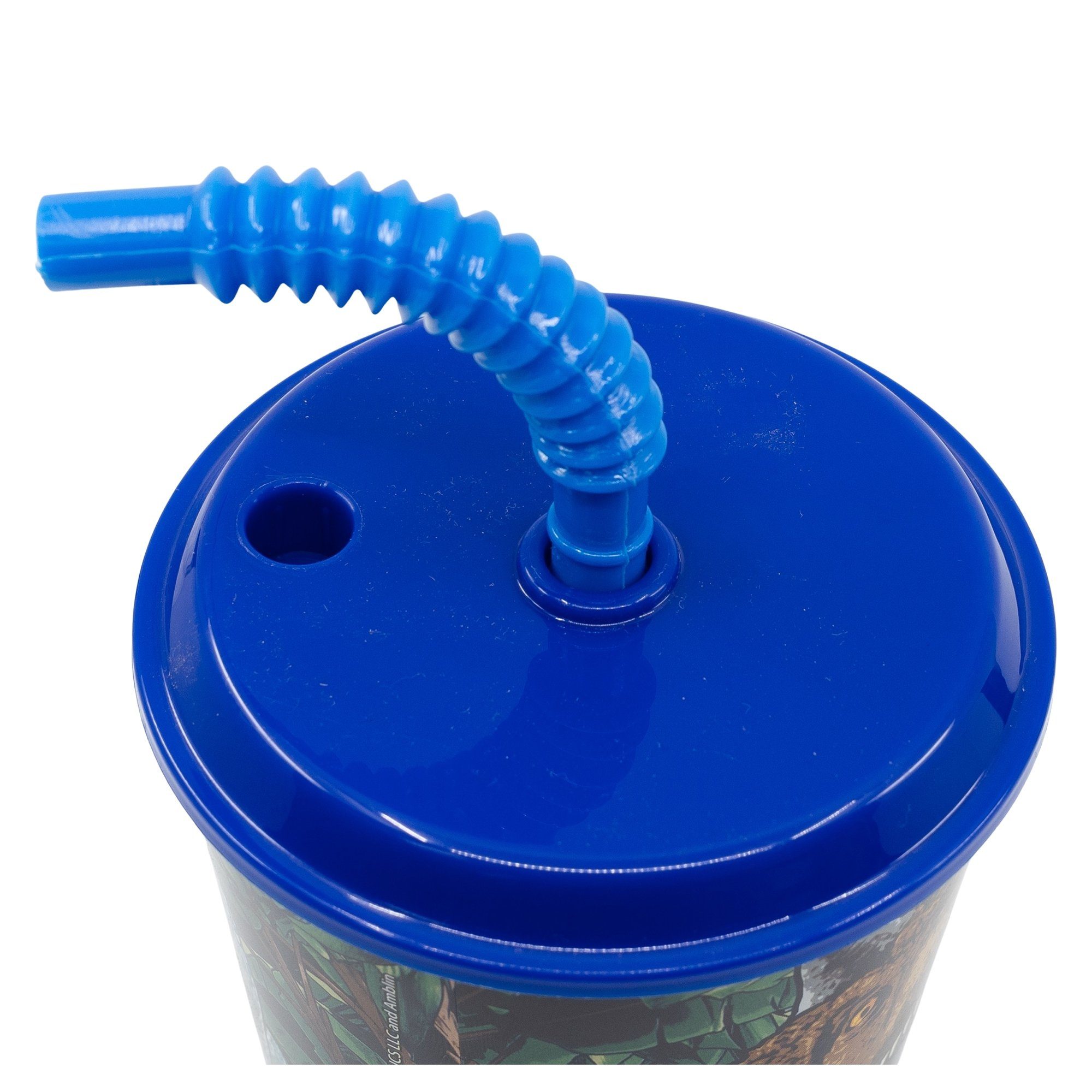 Jurassic World Kinderbecher, Kunststoff, Deckel 430 BPA Trinkhalm frei mit und ml