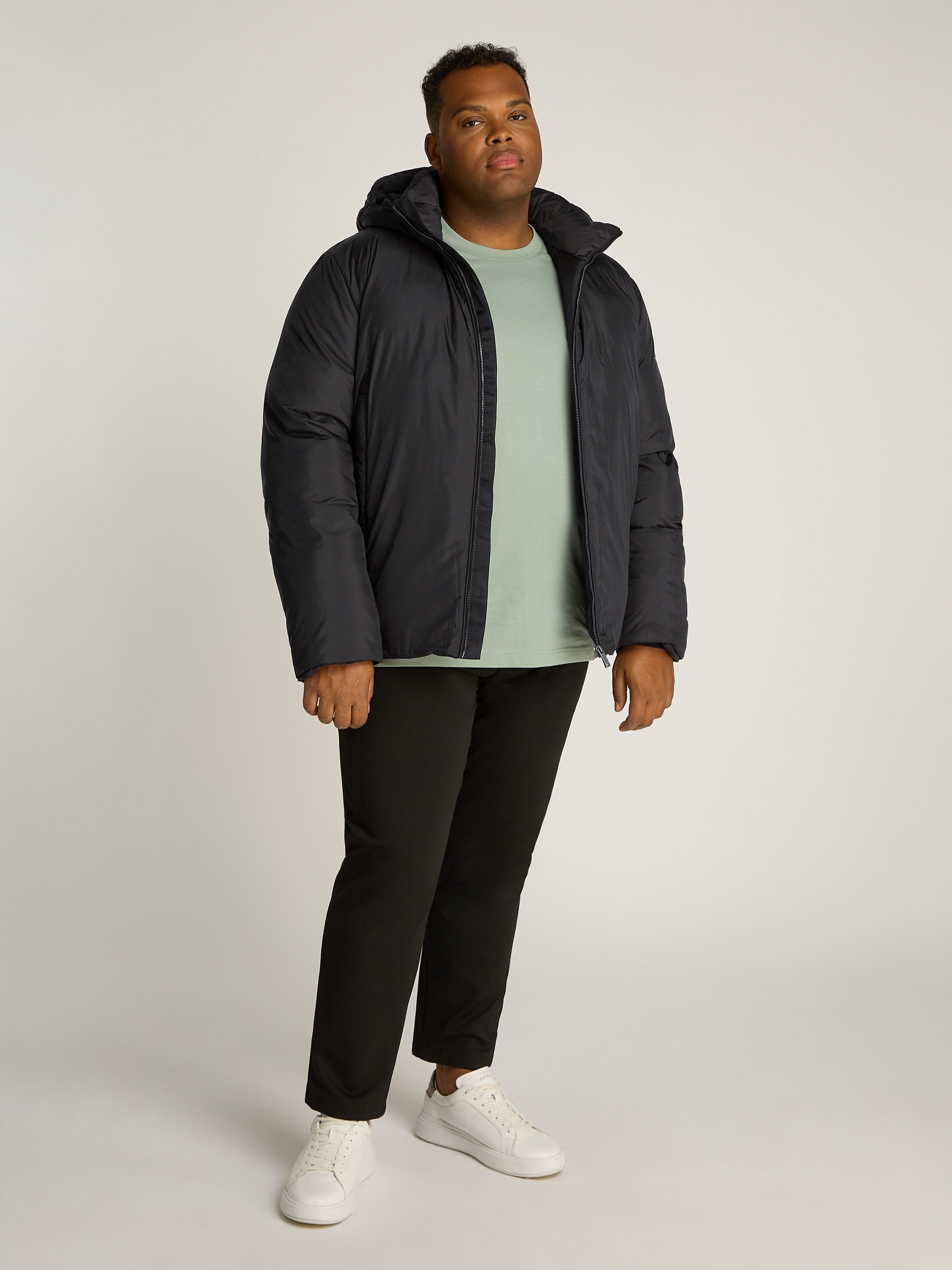 Calvin Klein Big&Tall Outdoorjacke BT_NON QUILT PADDED HOOD JACKET in Großen Größen mit Logopatch