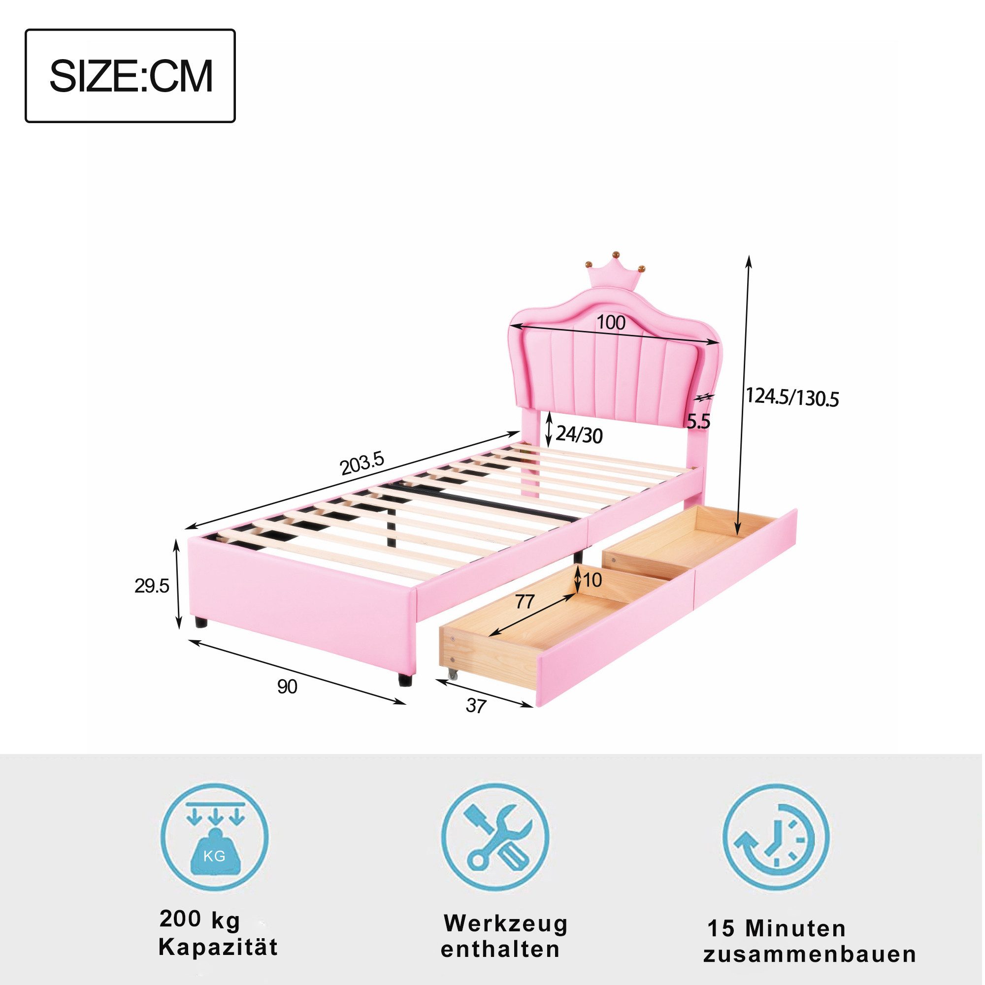Celya Polsterbett Kinderbett 90 x 200 günstig online kaufen
