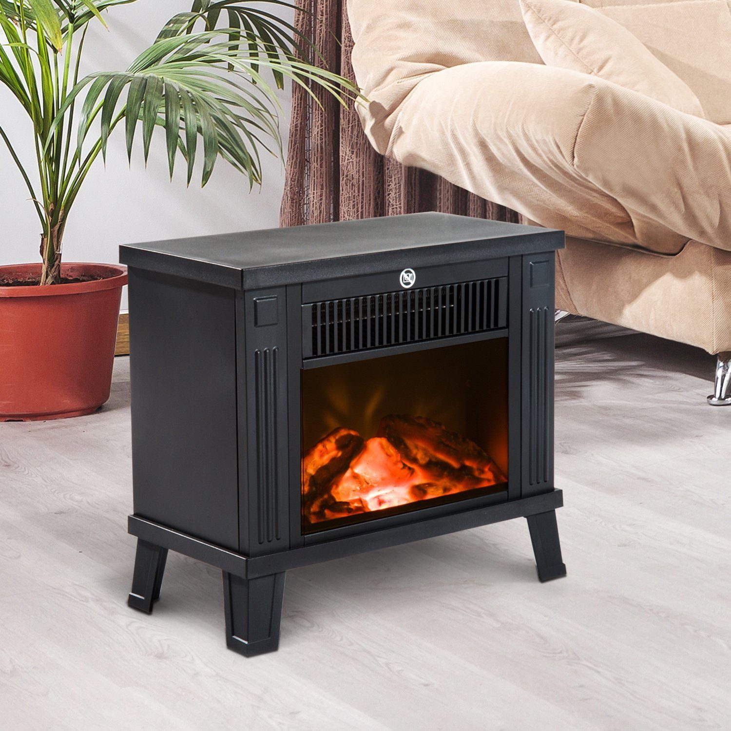 furnicato Elektrokamin Standkamin 34x17x31 cm, Metall, Schwarz