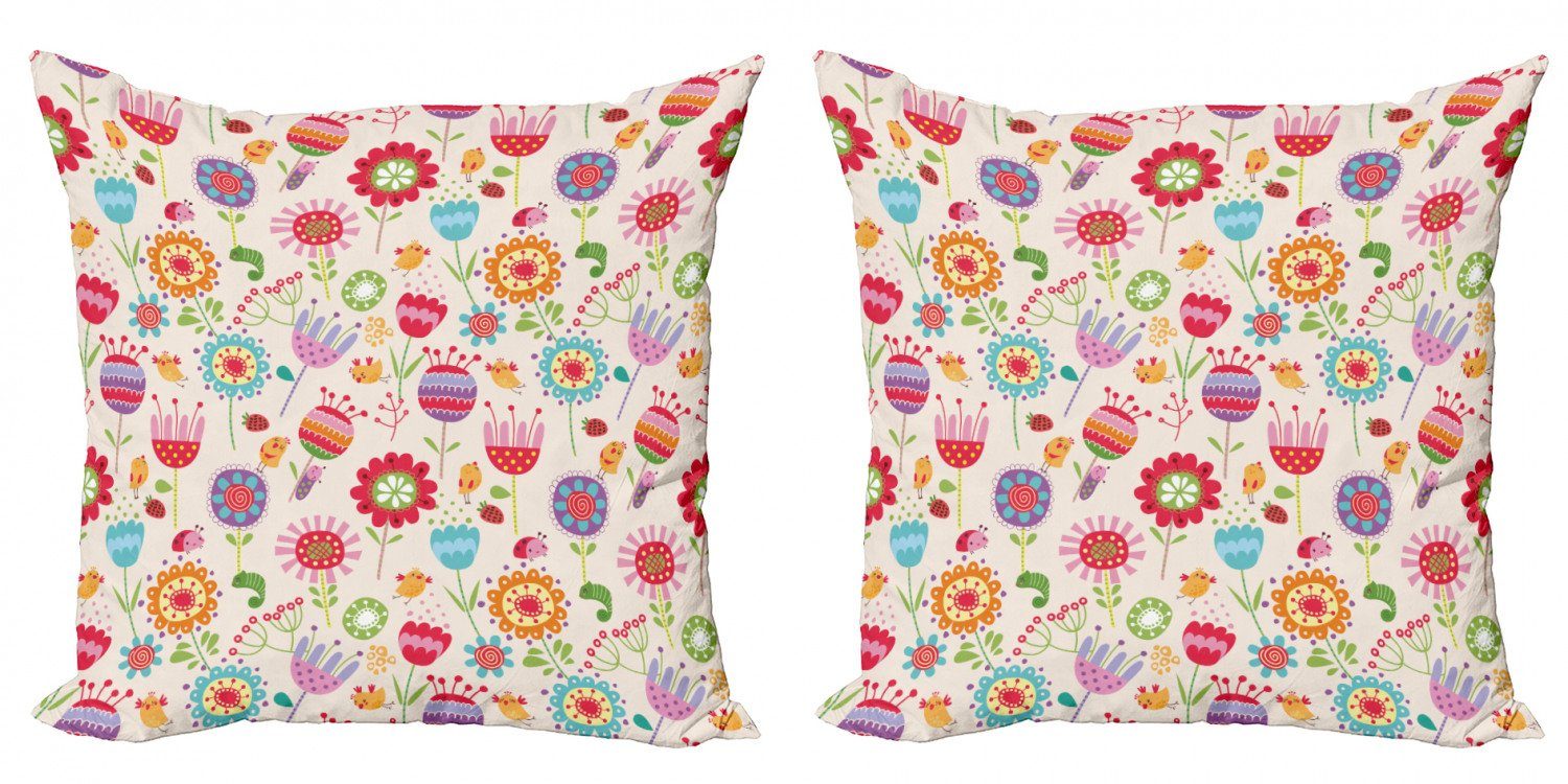 Neue Produkte sind günstig Kissenbezüge Modern Accent (2 Stück), Digitaldruck, Vogel Marienkäfer Doppelseitiger Abakuhaus Strawberry Blumen