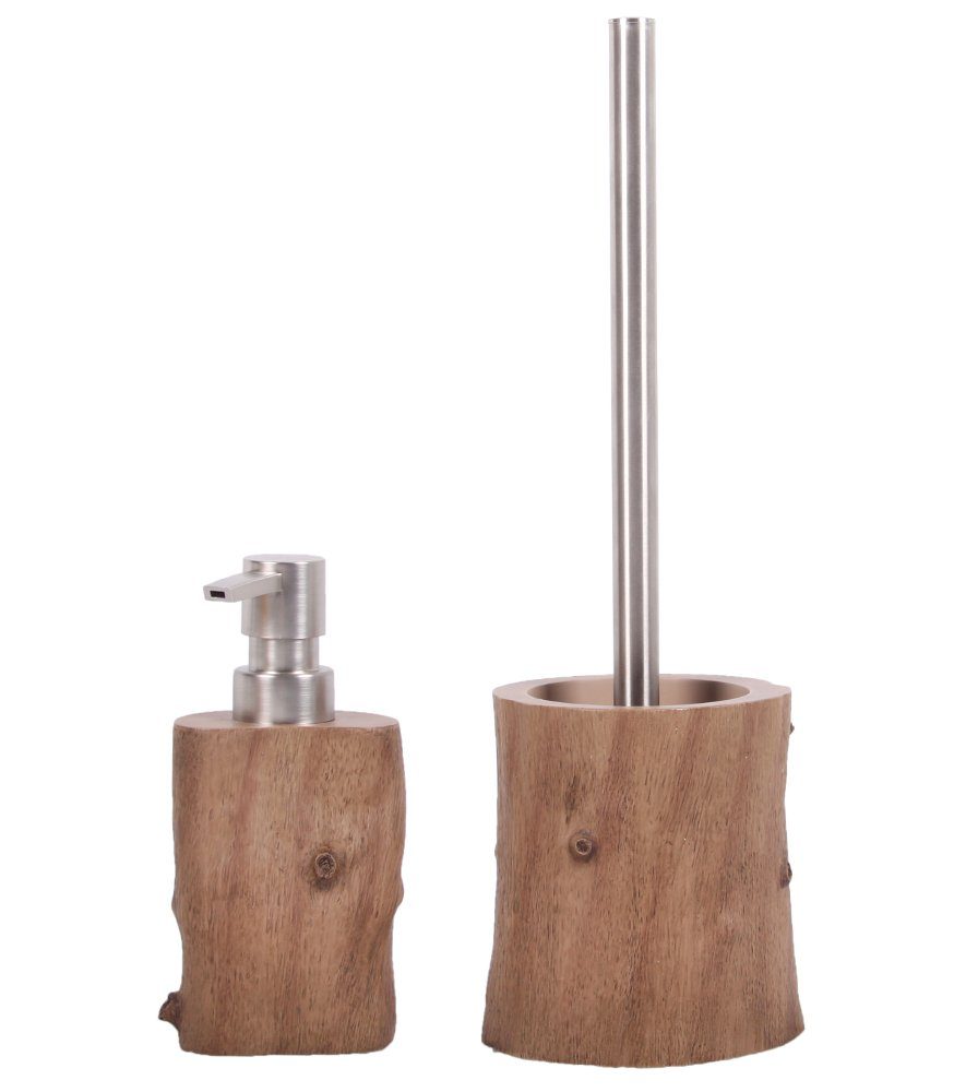 Sanilo Badaccessoire-Set Old Tree, WC-Bürste und Seifenspender, 2 tlg., 2-tlg., auswechselbarer Bürstenkopf, stabile Pumpe, hochwertig & modern