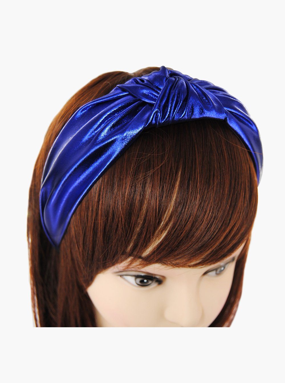 Damen axy mit Vintage Blau Haarreif Haarreif Breiter Metallic-Optik, Knoten Haarband Haareifen