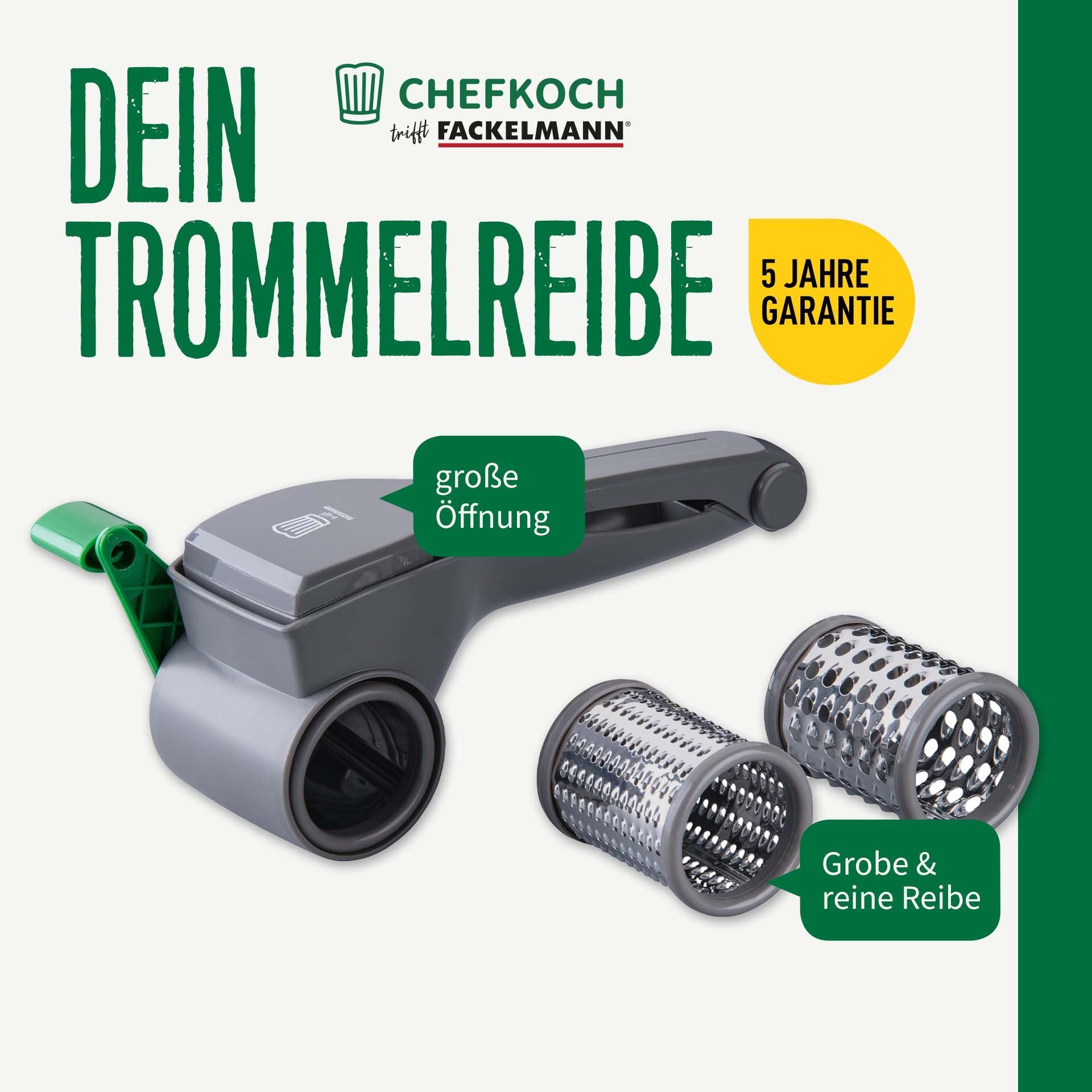 Chefkoch trifft Fackelmann Trommelreibe Trommelreibe für Gemüse, Käse oder Nüsse