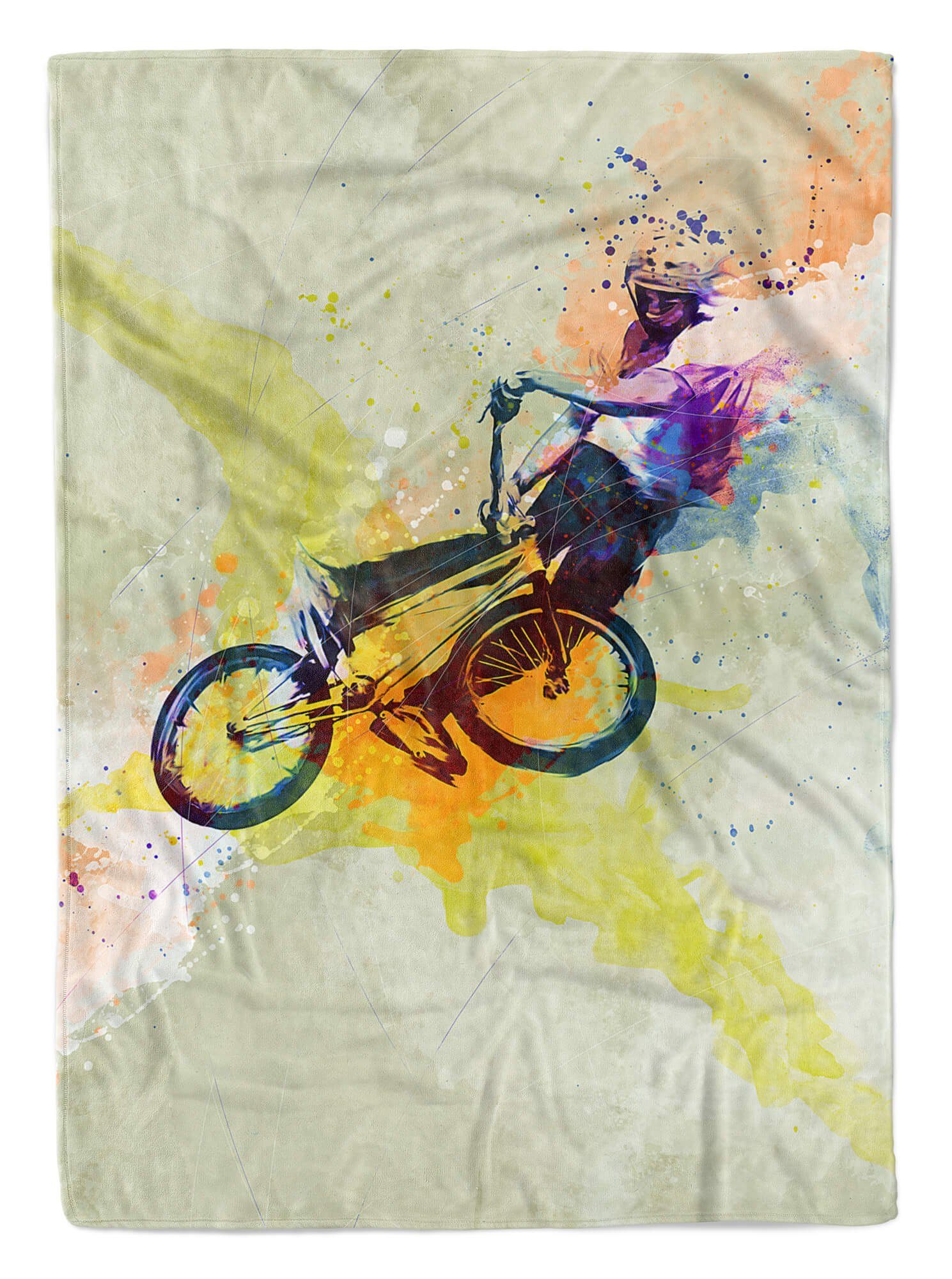 Handtücher SplashArt Sport Handtuch Strandhandtuch Saunatuch Kuscheldecke Kunstvoll BMX II Sporthand, Baumwolle-Polyester-Mix (1-St), Handtuch