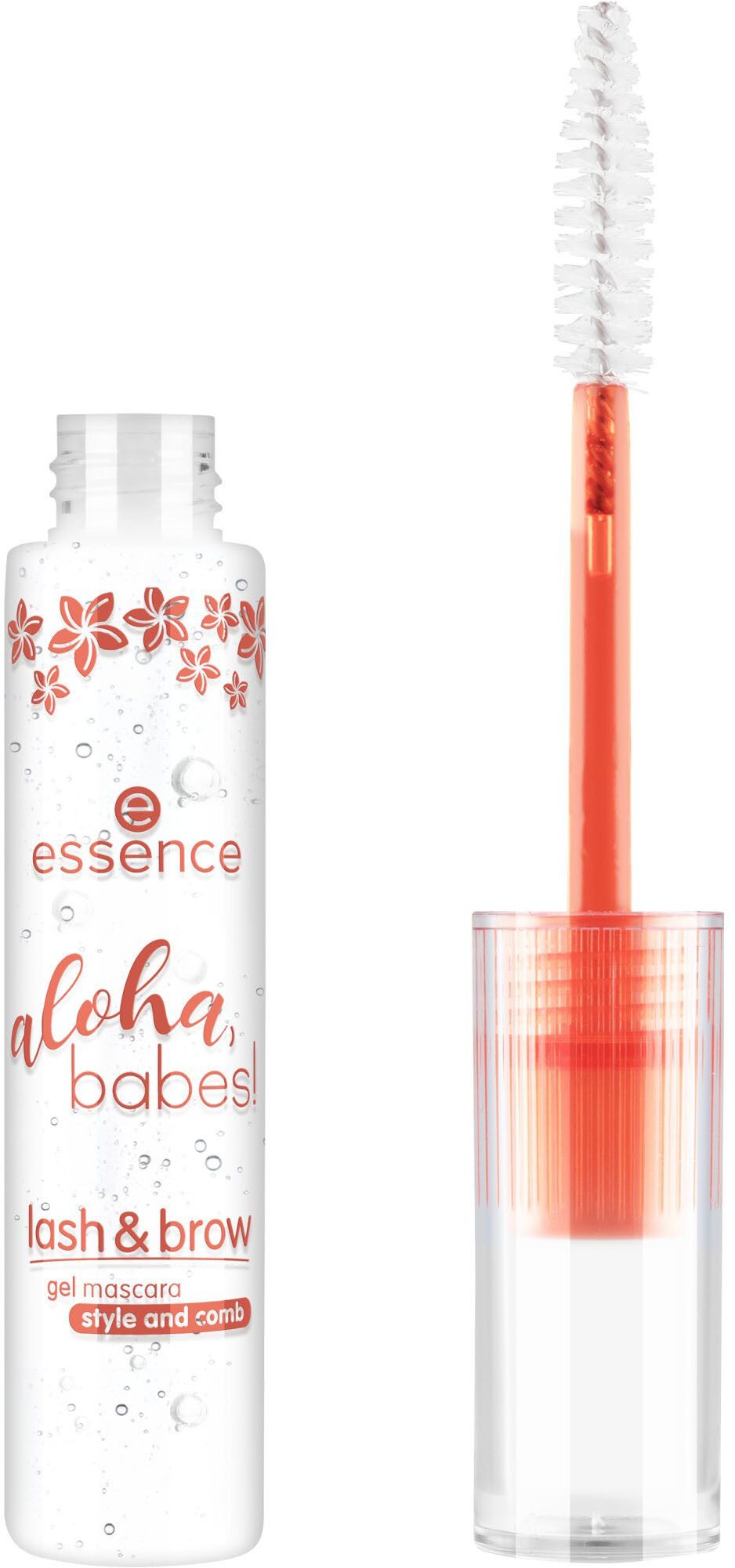 Essence Augenbrauen-Gel aloha, babes! lash & brow gel mascara, 5-tlg., Definierte Wimpern und Augenbrauen mit pflegendem, transparentem Gel.