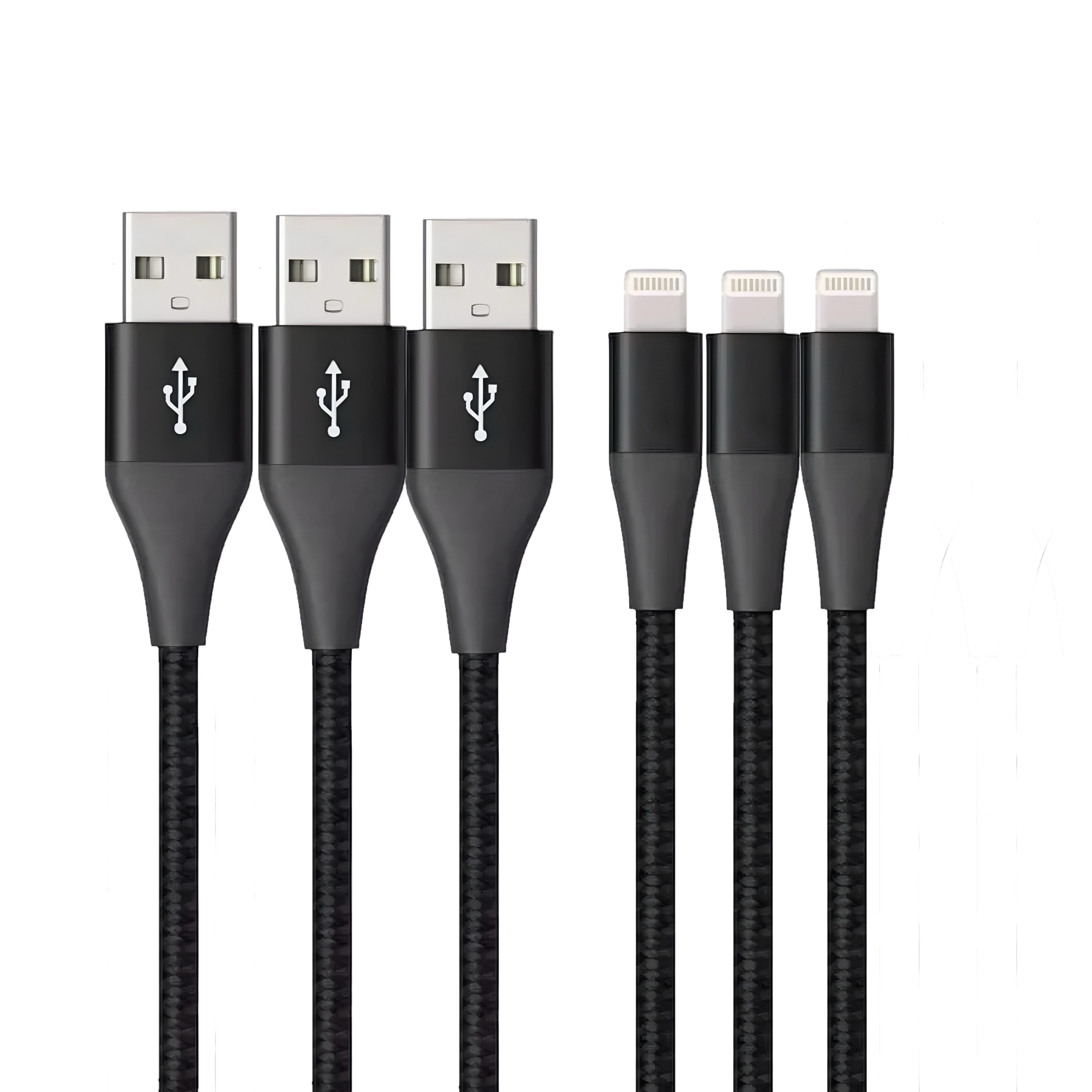 CULTZEN HQ USB - Lightning Nylon Kabel für Apple iPhone Ladekabel 3x 100 cm Lightningkabel, USB 3.0 Mini-B, Lightning, USB 3.0 Typ B (100 cm), Hohe Qualität