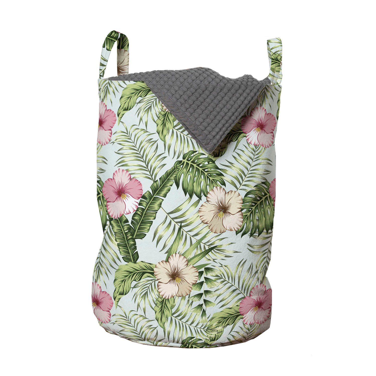 Abakuhaus Tropical Waschsalons, Wäschesäckchen für Griffen Pinkish Kordelzugverschluss Wäschekorb Blumen Exotisch mit