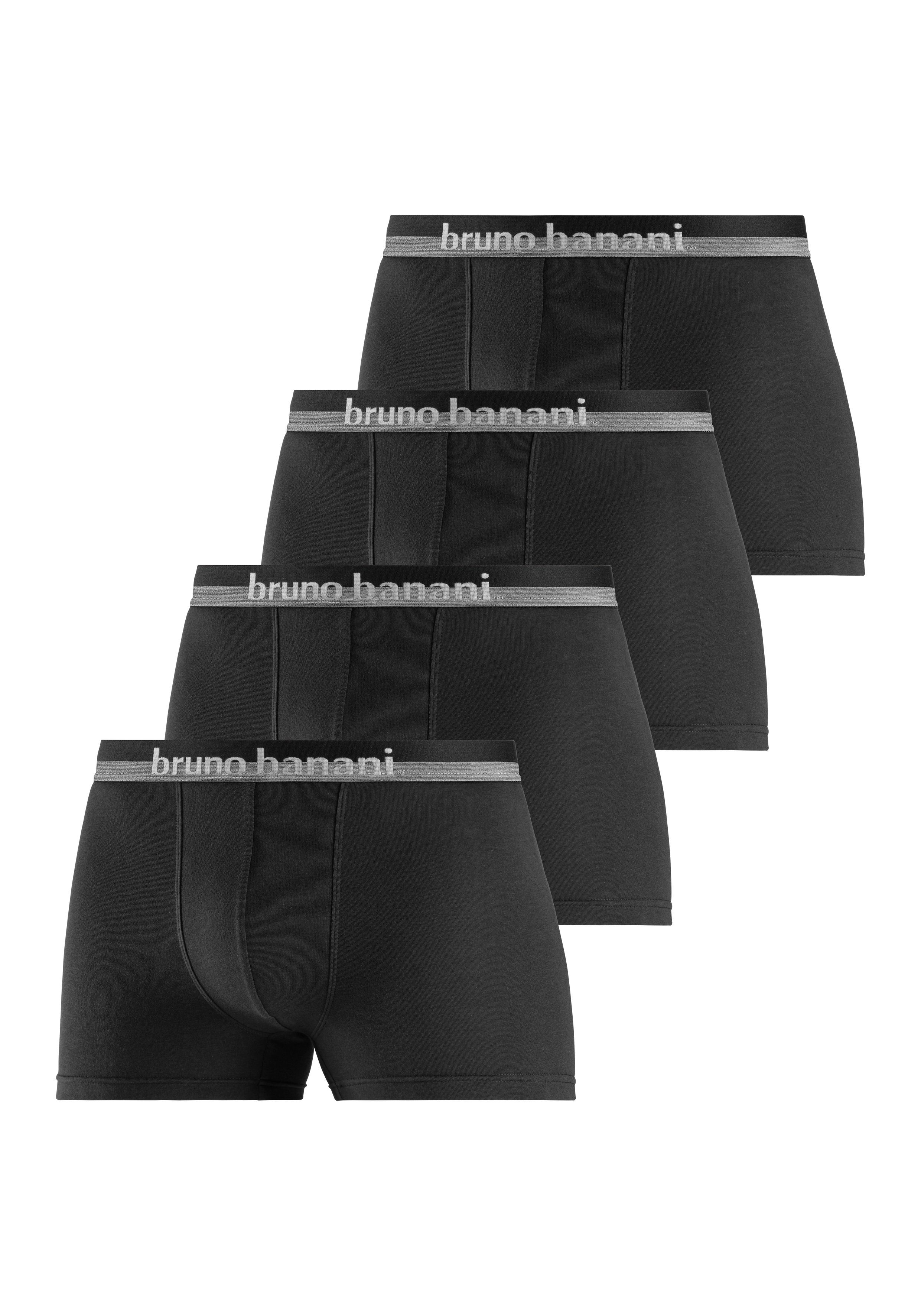 Bruno Banani Boxer (Packung, 4-St) mit erhabenem Logo-Druck auf dem Bund schwarz | Boxer anliegend