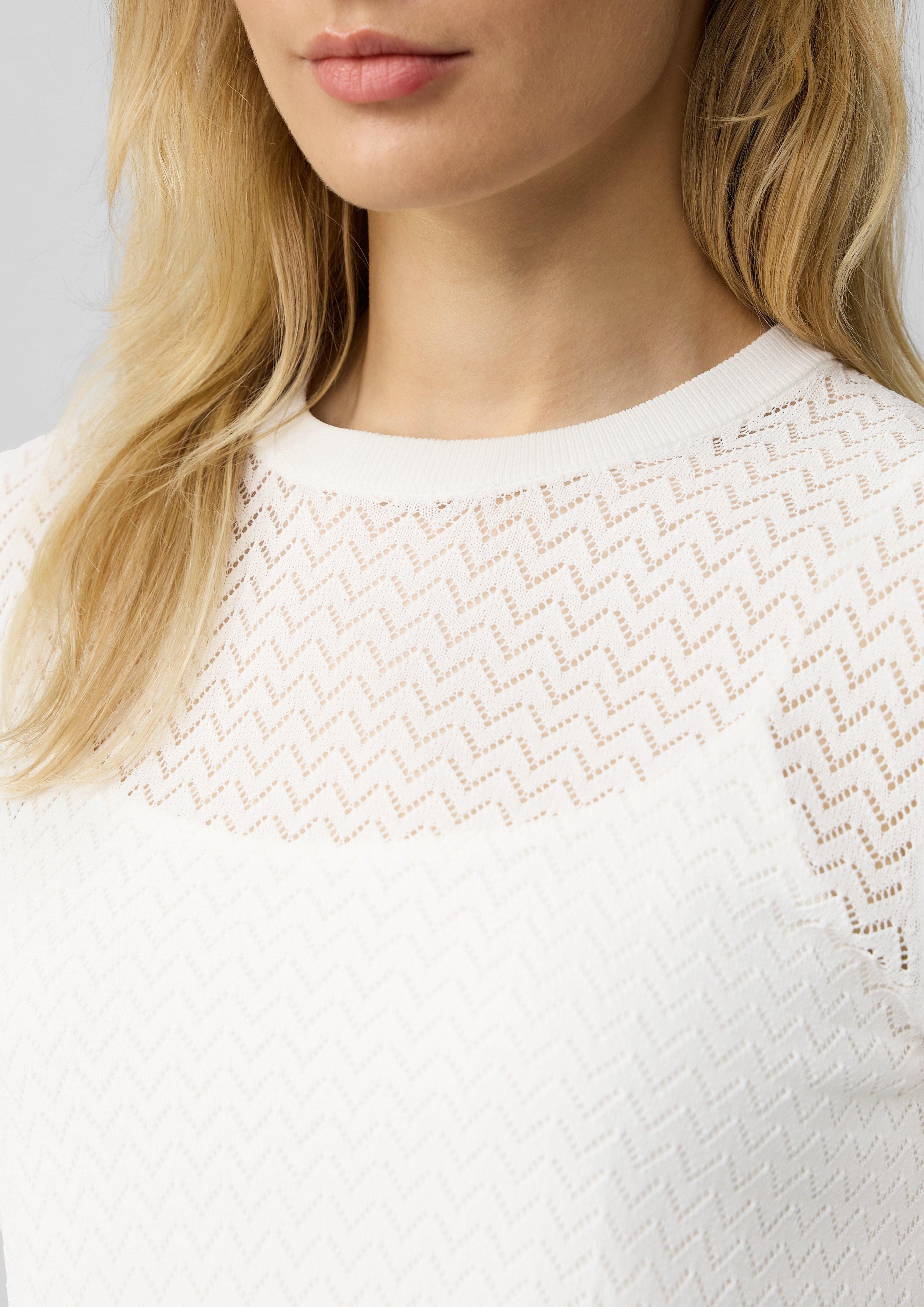 s.Oliver Strickpullover Transparenter Feinstrickpullover mit Lochmuster günstig online kaufen