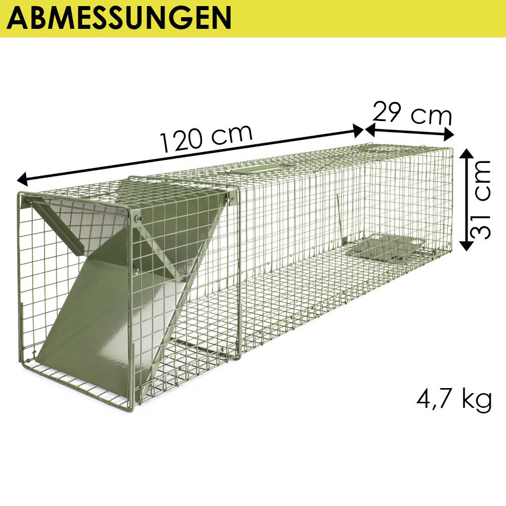 Petigi Lebendfalle Tierfalle Lebendfalle Grün Marderfalle Drahtfalle 120 x 29 x 31 cm