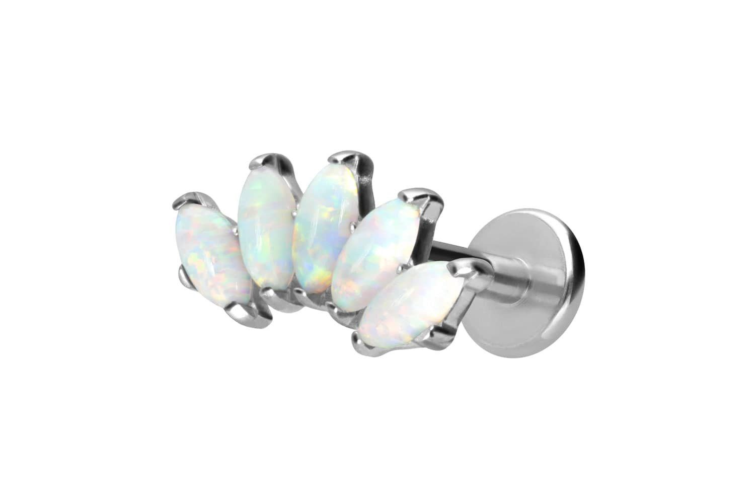 Piercing-Set Titan Labret mit Innengewinde BOGEN + SYNTHETISCHE OPALE