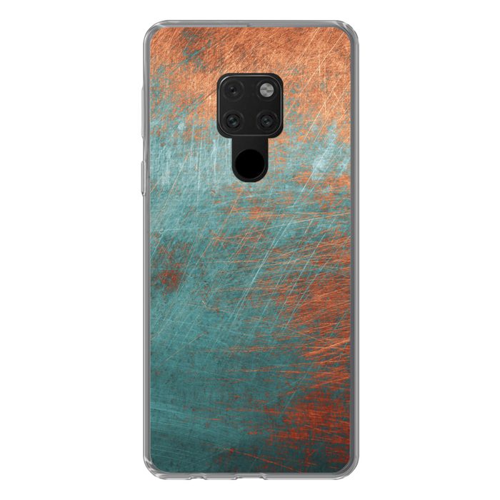 MuchoWow Handyhülle Metall - Rost - Bronze - Blau - Abstrakt - Struktur Phone Case Handyhülle Huawei Mate 20 Silikon Schutzhülle