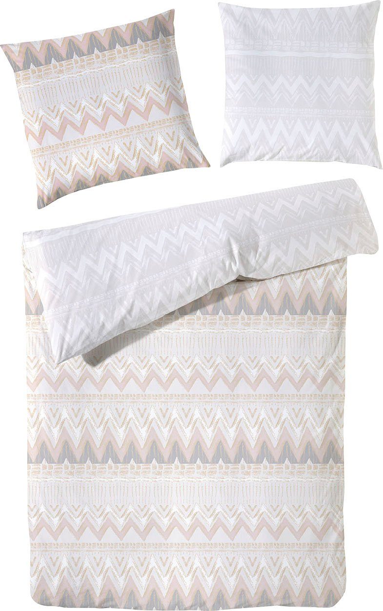 Primera Bettwäsche Bio-Renforce-Bettwäsche Zahara, Renforcé (Bio-Baumwolle), 2 teilig, mit einem modernen Zick-Zack Muster