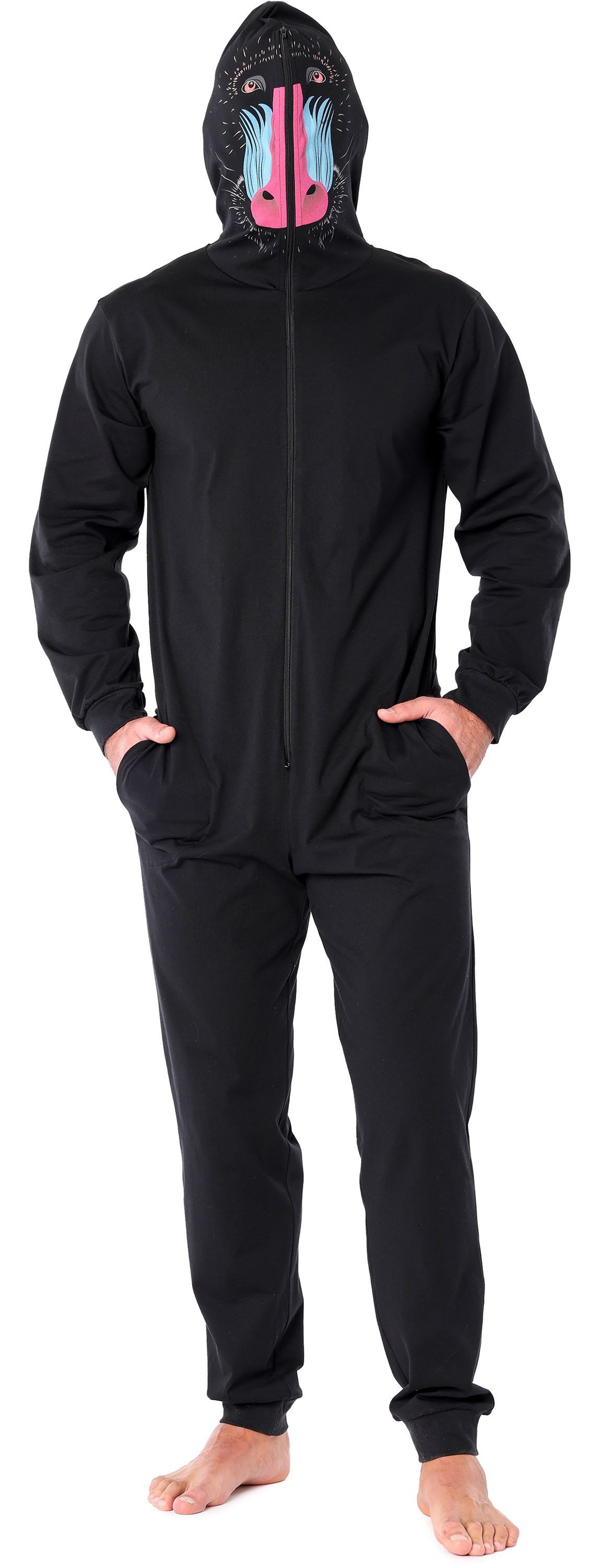 Ladeheid Schlafanzug Herren Schlafoverall Jumpsuit mit Kapuze LA40-235 Karnevalskostüm ohne