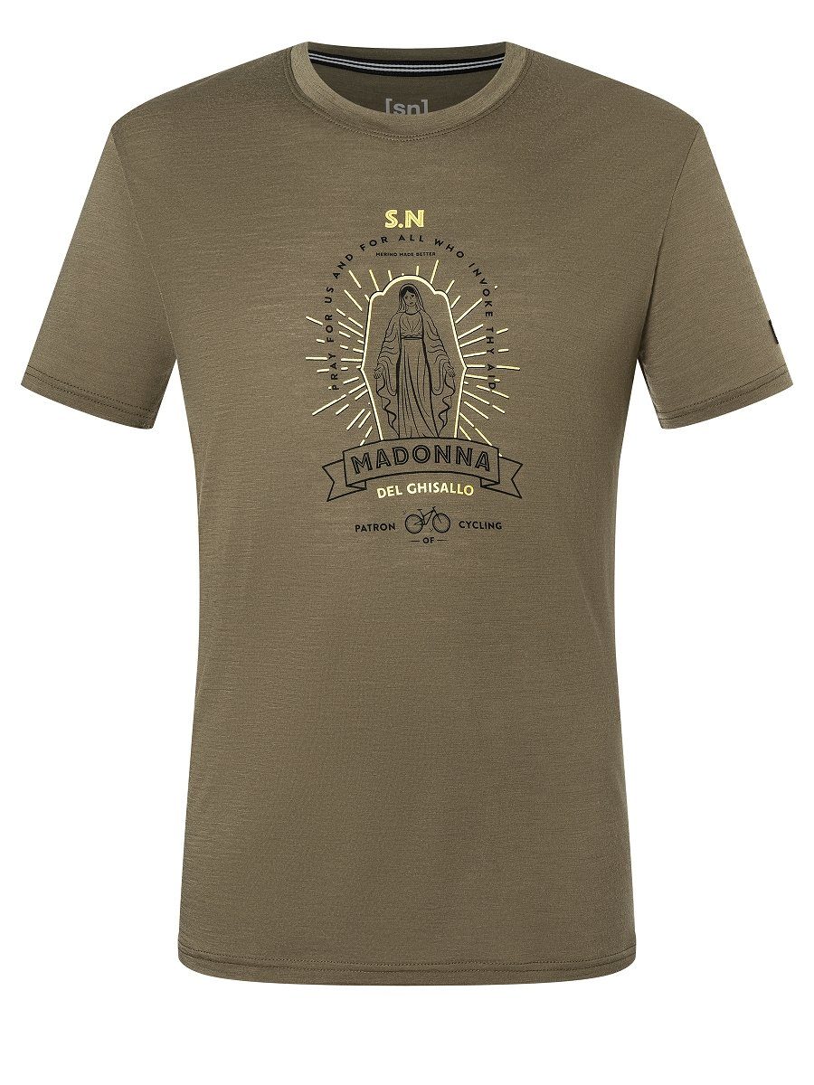 SUPER.NATURAL Print-Shirt Merino T-Shirt M SANTA PATRONA TEE bequemer Merino-Materialmix