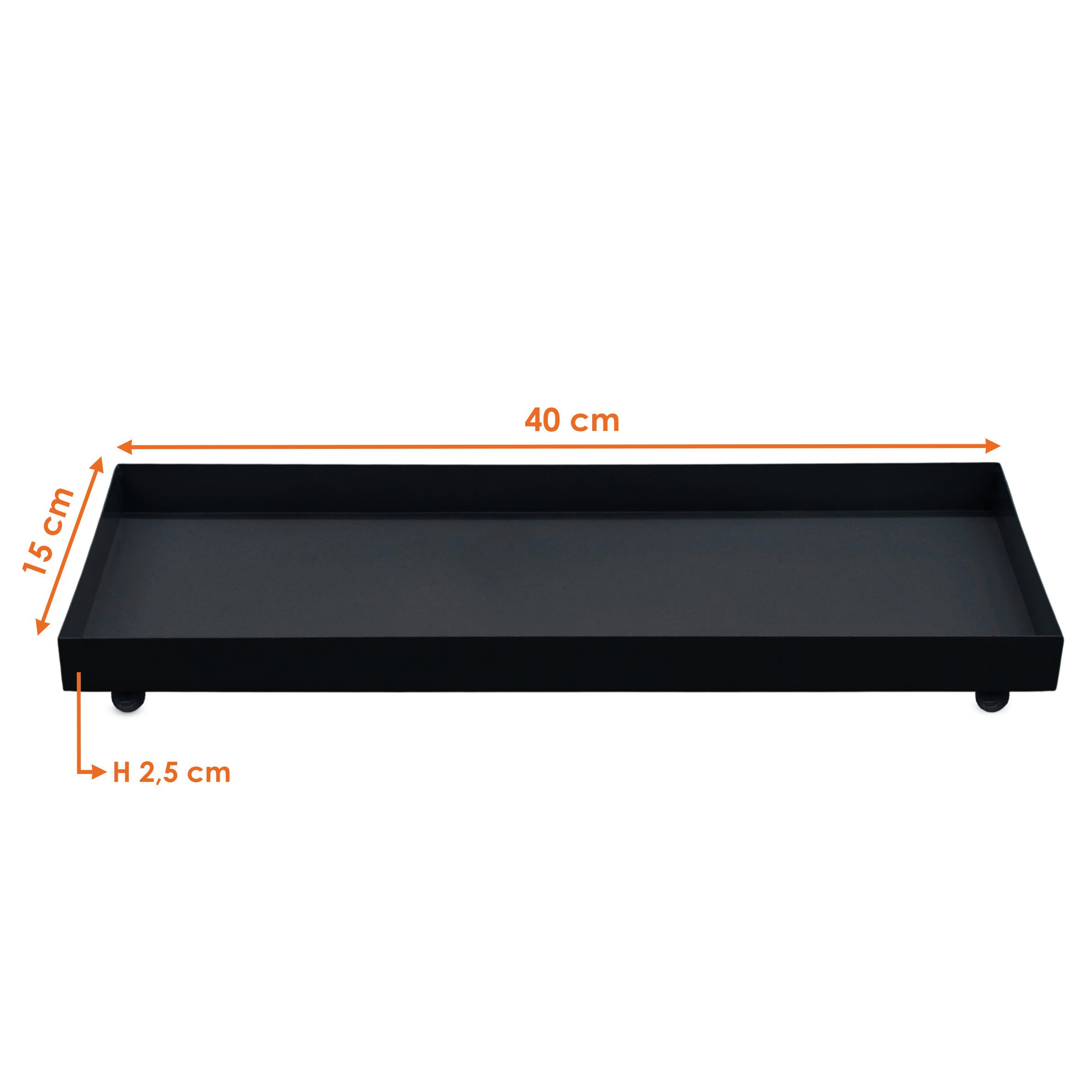 Spetebo Dekotablett Metall Kerzentablett rechteckig - 40 x 15 cm (Anzahl, 1 St., Stück), Mit Kugel-Füßen