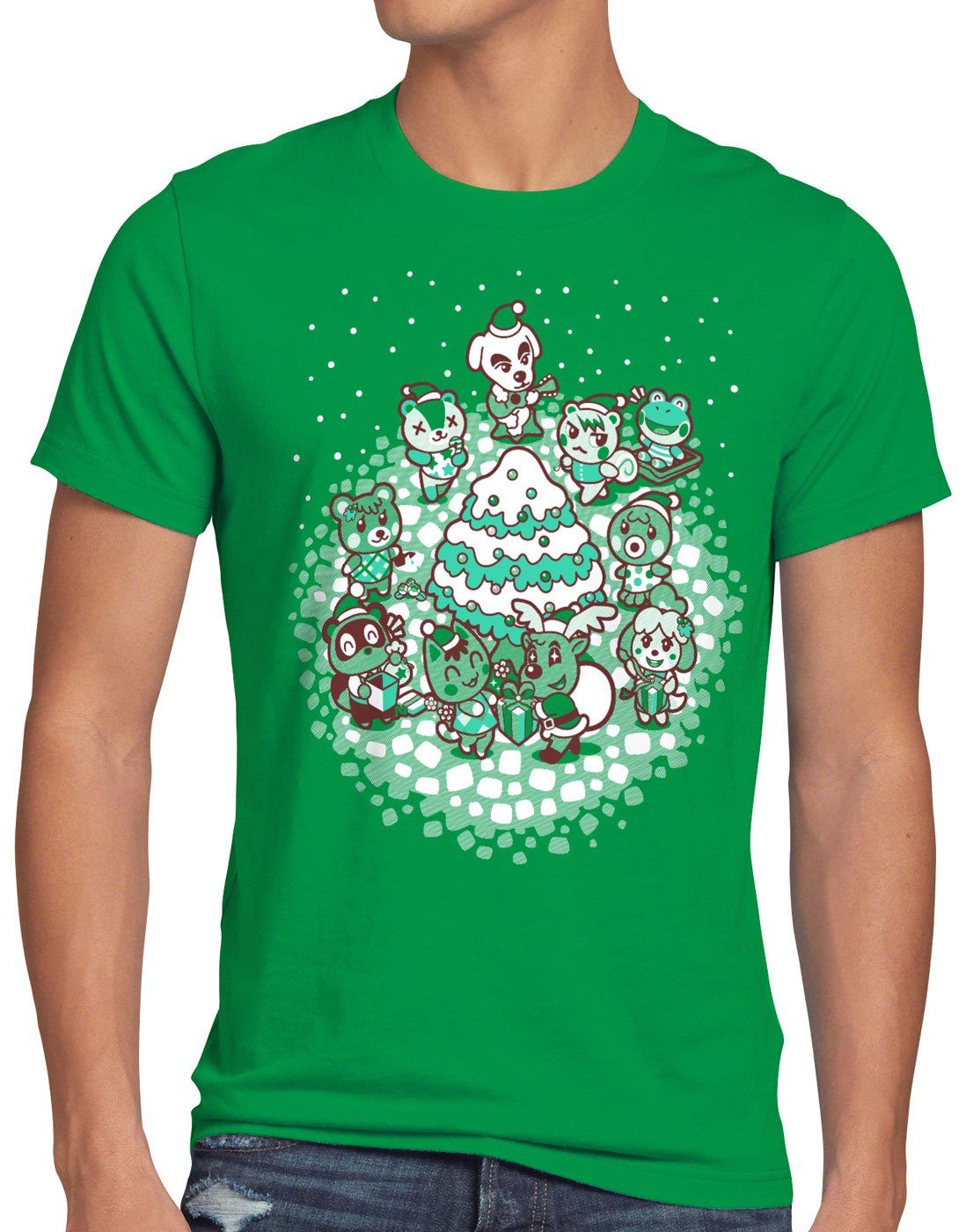 pulli Tree Herren Print-Shirt weihnachtspullover switch T-Shirt ugly Sweater Crossing Christmas grün style3