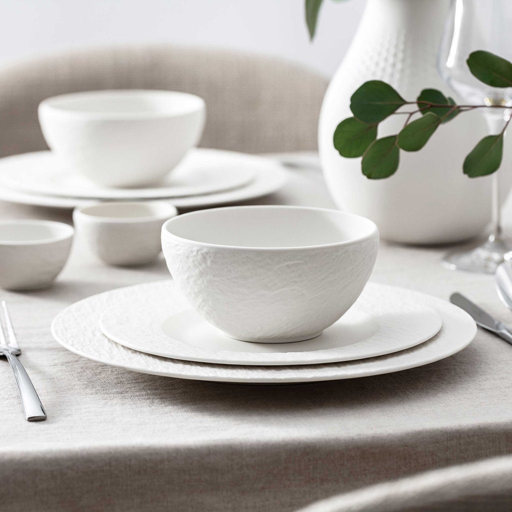 Villeroy & Boch Geschirr-Set Manufacture TellerSet (12-tlg), 4 Personen, Porzellan, Premium Porcelain, mikrow.- & spülm.sicher, Made in Germany