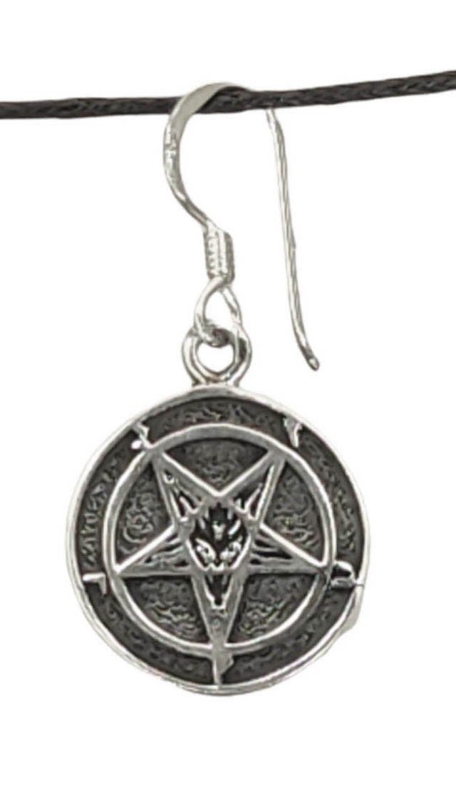 Leather Sterling Paar OR-23 Ohrhänger Pentagramm Ohrringe 925 of Baphomet Ohrhänger Ohrring aus Silber, Kiss