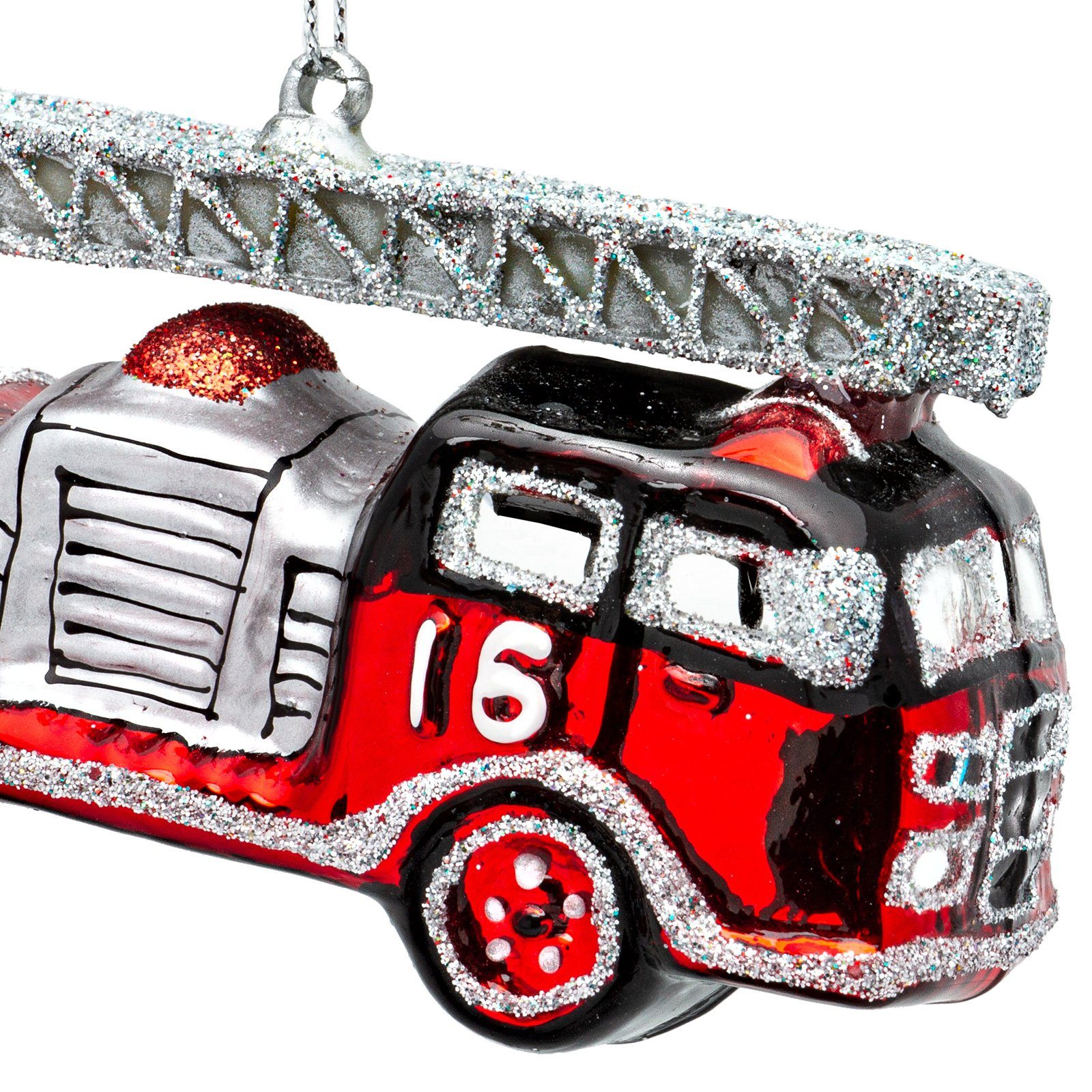 Feuerwehrauto Glas Figur BS472 Anhänger Christbaumschmuck Weihnachtsbaum SIKORA