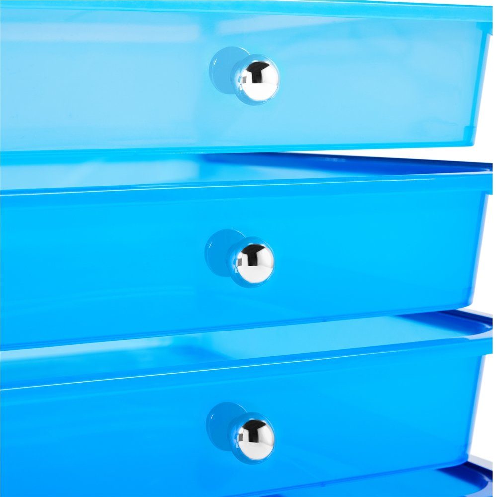 Schubladen Yaheetech und Farbverlauf Rollwagen 10 Blau mit Beistellwagen, Metallgestell