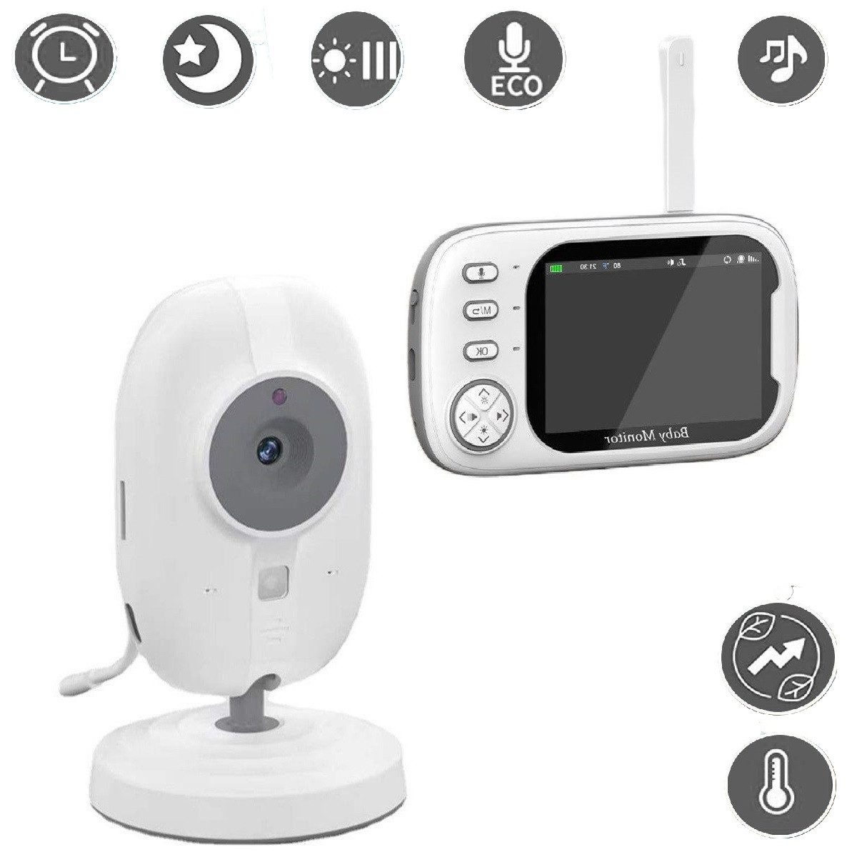 Babyphone Babyphone mit Kamera 3,5" Sprachsteuerung, Nachtsicht