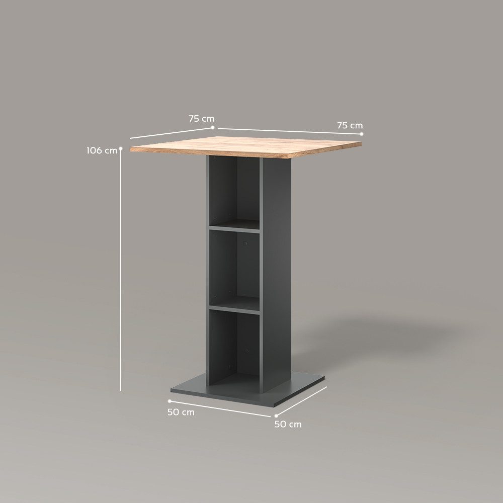 Livinity® Bartisch Regusa, Goldkraft Eiche/Anthrazit/Anthrazit, 75 x 75 cm (1-St)