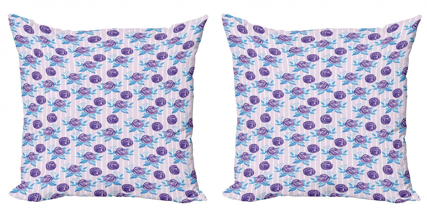 Kissenbezüge Modern Accent Doppelseitiger Digitaldruck, Abakuhaus (2 Stück), Blumen Abstrakte Rosen auf Streifen