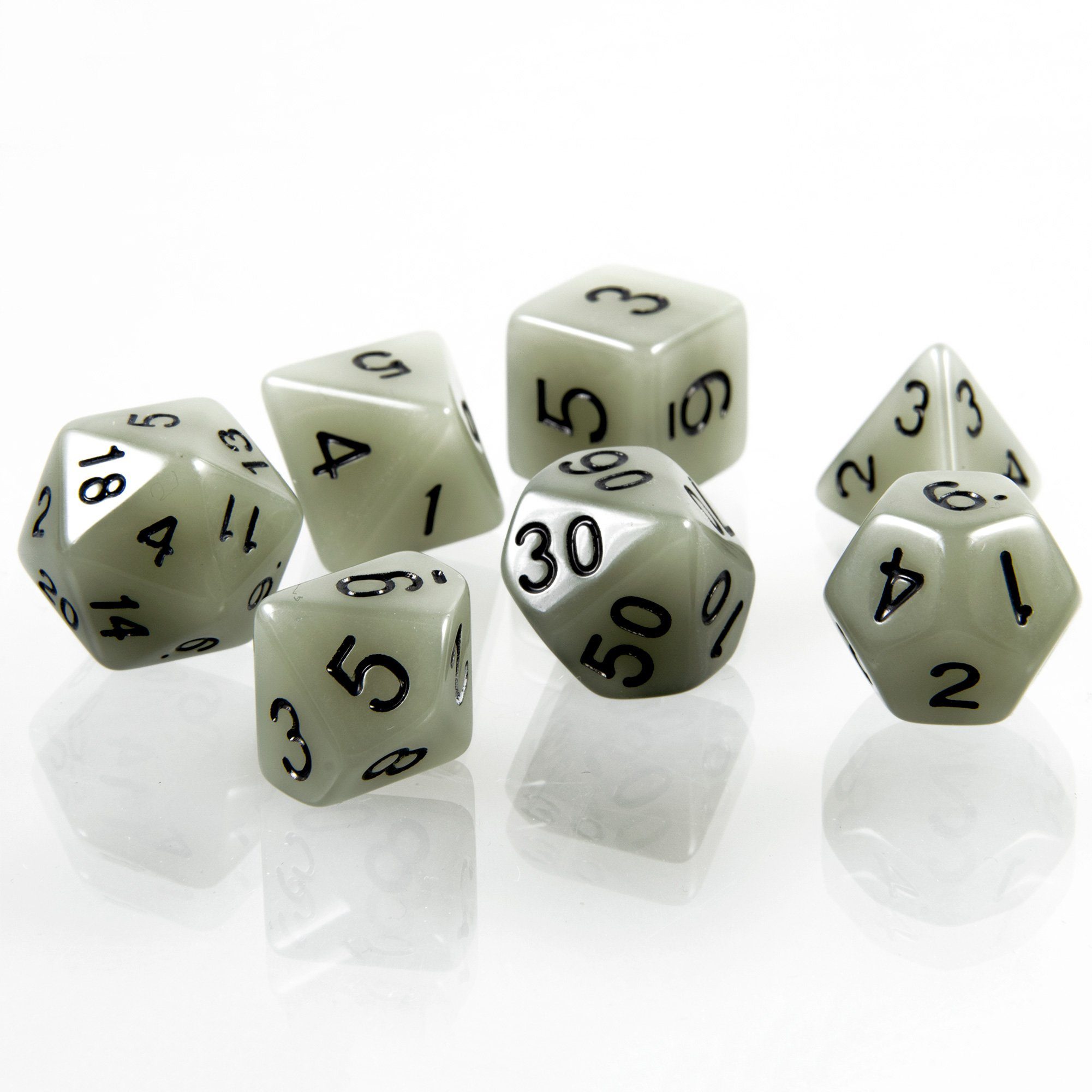 SHIBBY Spielesammlung 7 polyedrische leuchtende DND Würfel mit Beutel