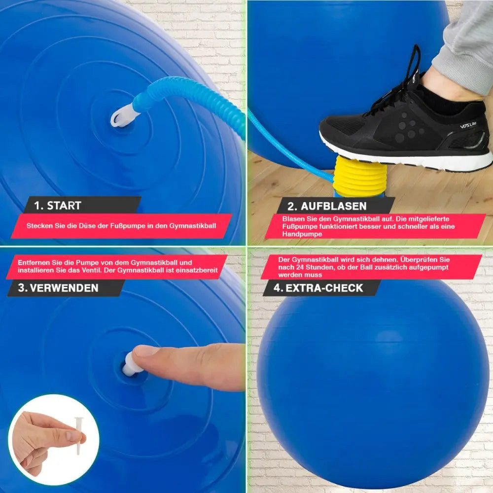 Sport-Knight® Gymnastikball Gymnastik-Ball, besonders strapazierfähig & belastbar, inklusive Pumpe
