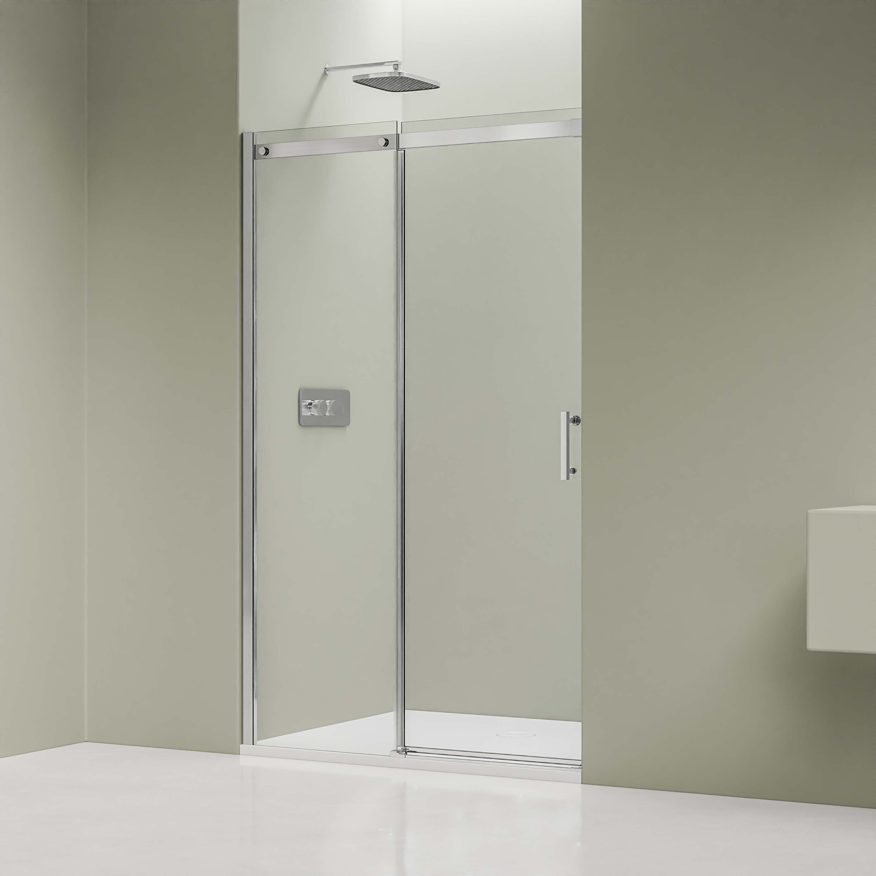 Bernstein Duschwand DX806A FLEX 130 cm, ESG Sicherheitsglas 6mm, Nischendusche Schiebetür 130cm Nano Echtglas Flexibel